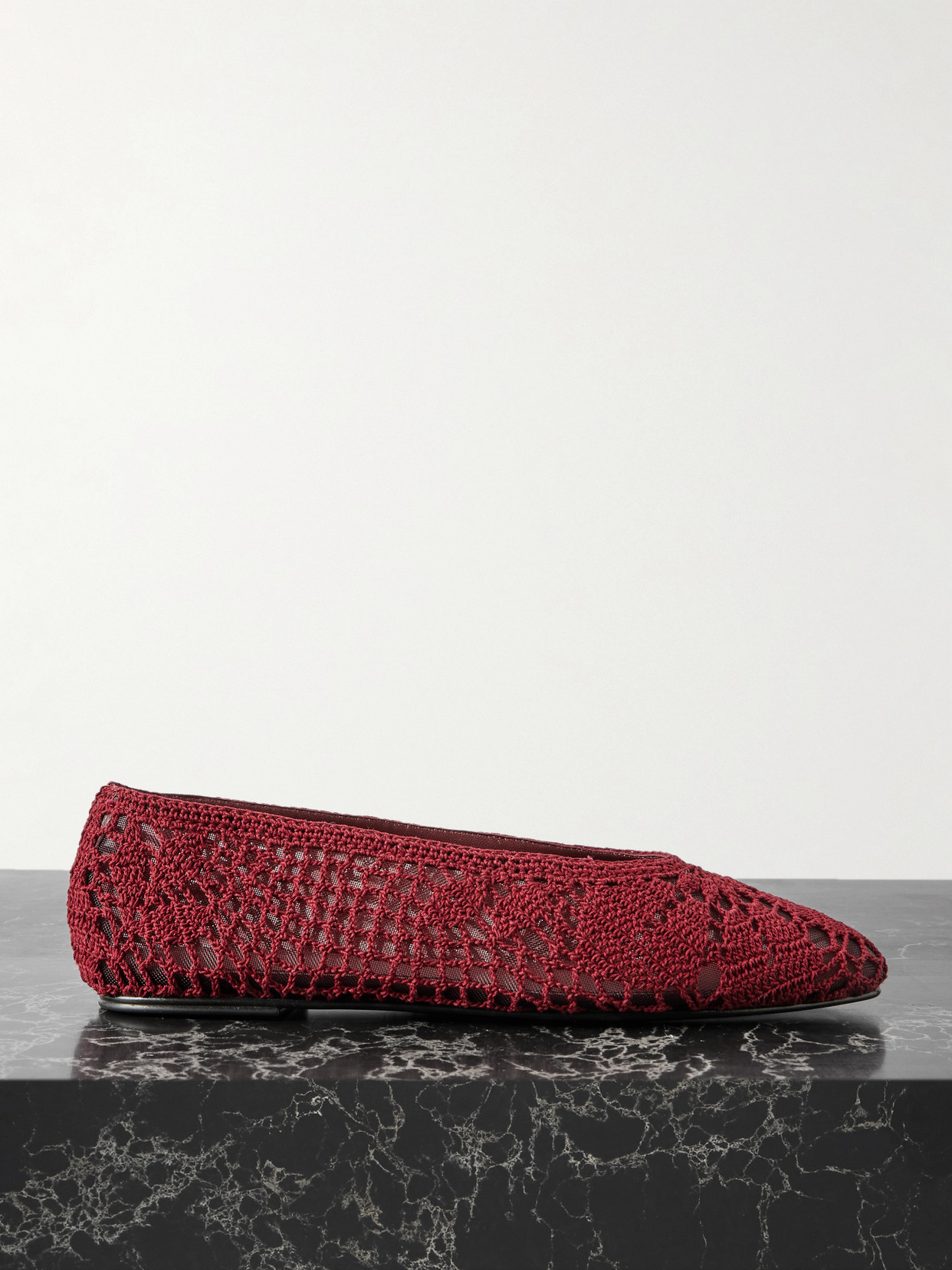 Magda Butrym Crocheted Ballet Flats In Burgundy