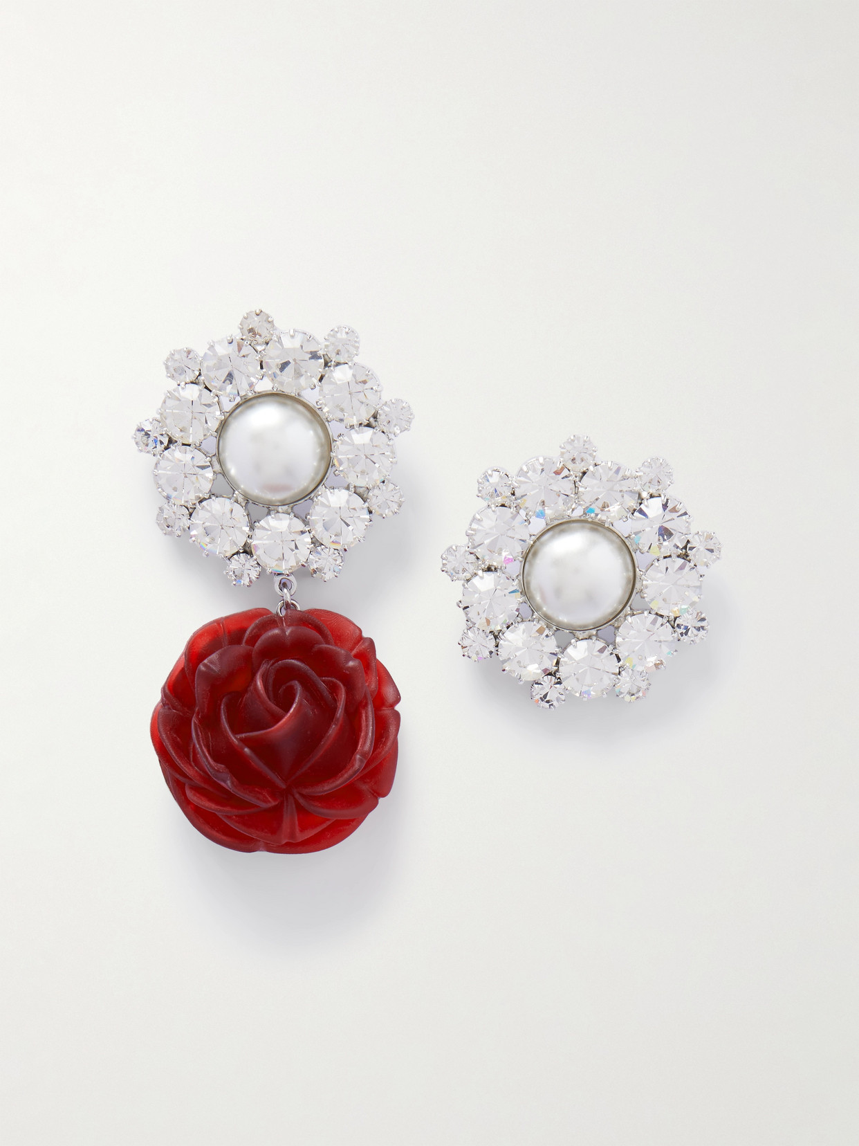 Magda Butrym Silver-tone, Crystal, Resin And Faux Pearl Earrings