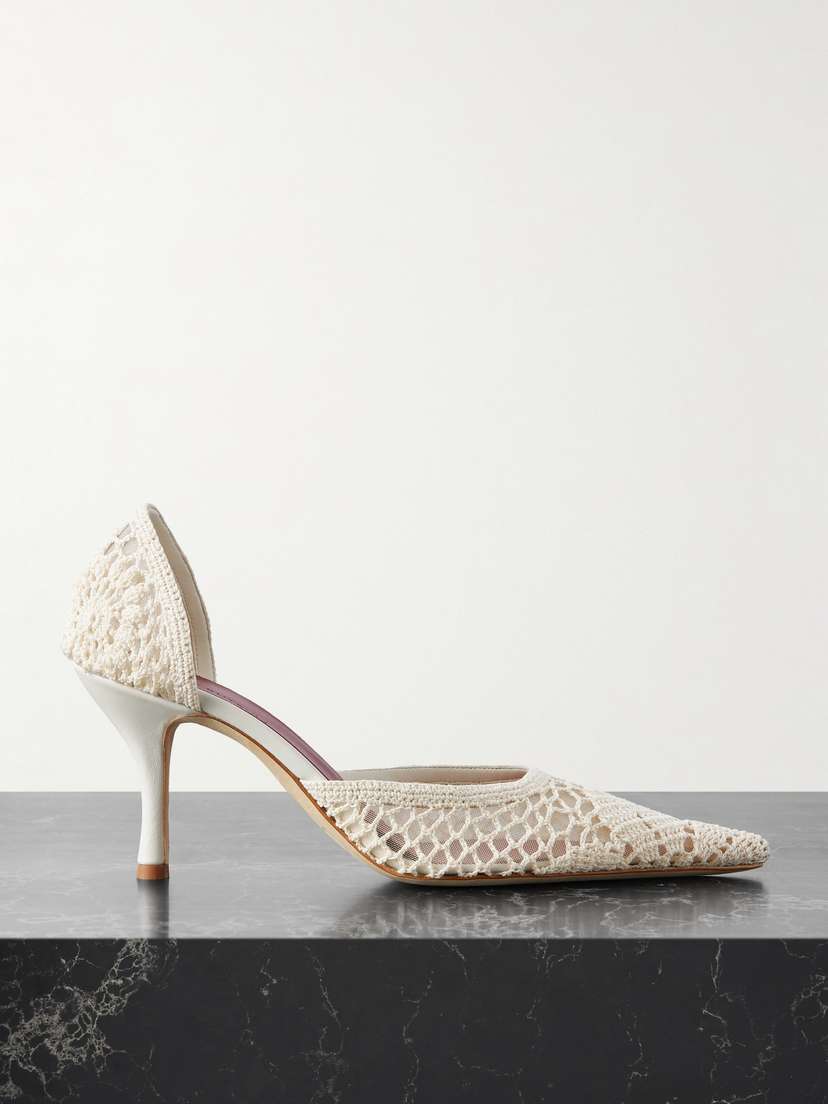 Magda Butrym Leather-trimmed Crocheted Mesh Pumps