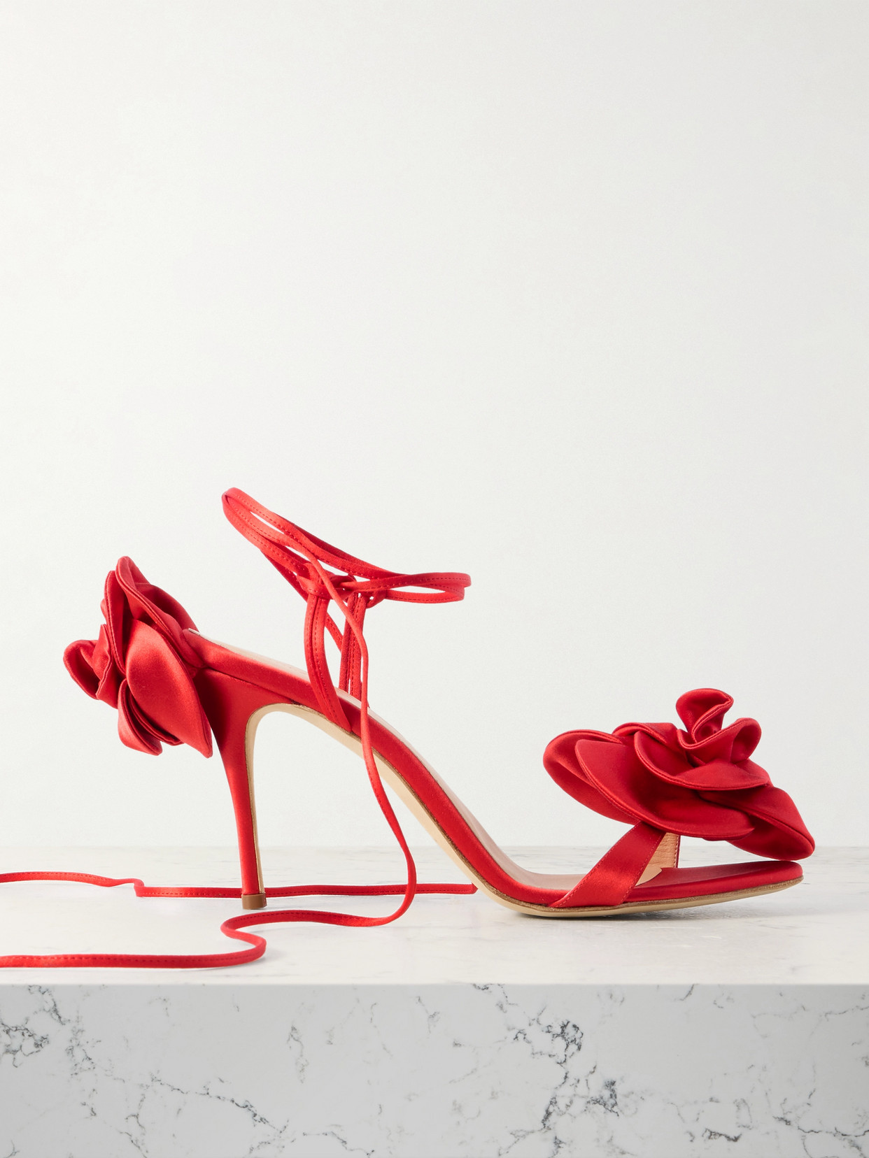 Magda Butrym Flower Appliquéd Satin Sandals