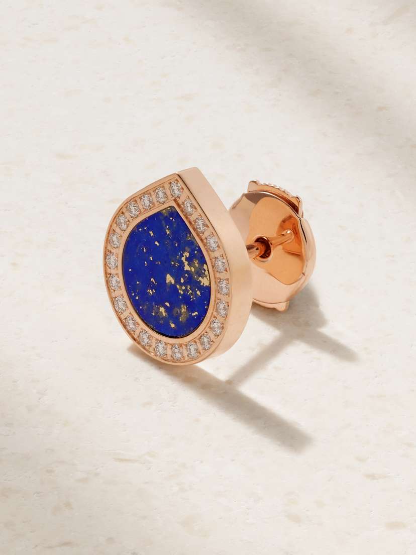 Repossi Antifer 18-karat Rose Gold, Lapis Lazuli And Diamond Single Earring