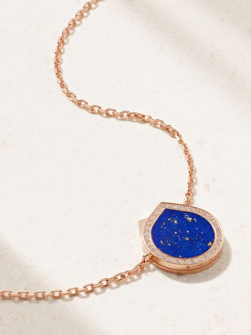 Repossi Antifer 18-karat Rose Gold, Lapis Lazuli And Diamond Necklace