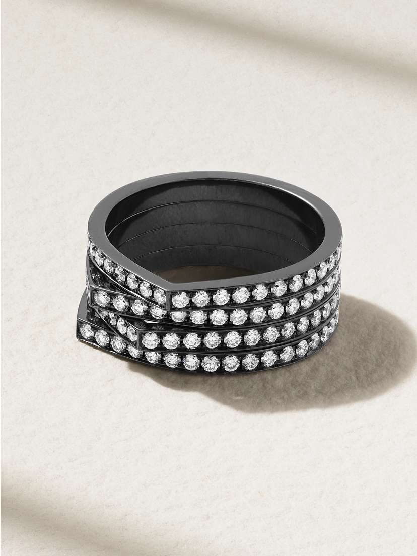 Repossi Antifer 14-karat Blackened Gold Diamond Ring