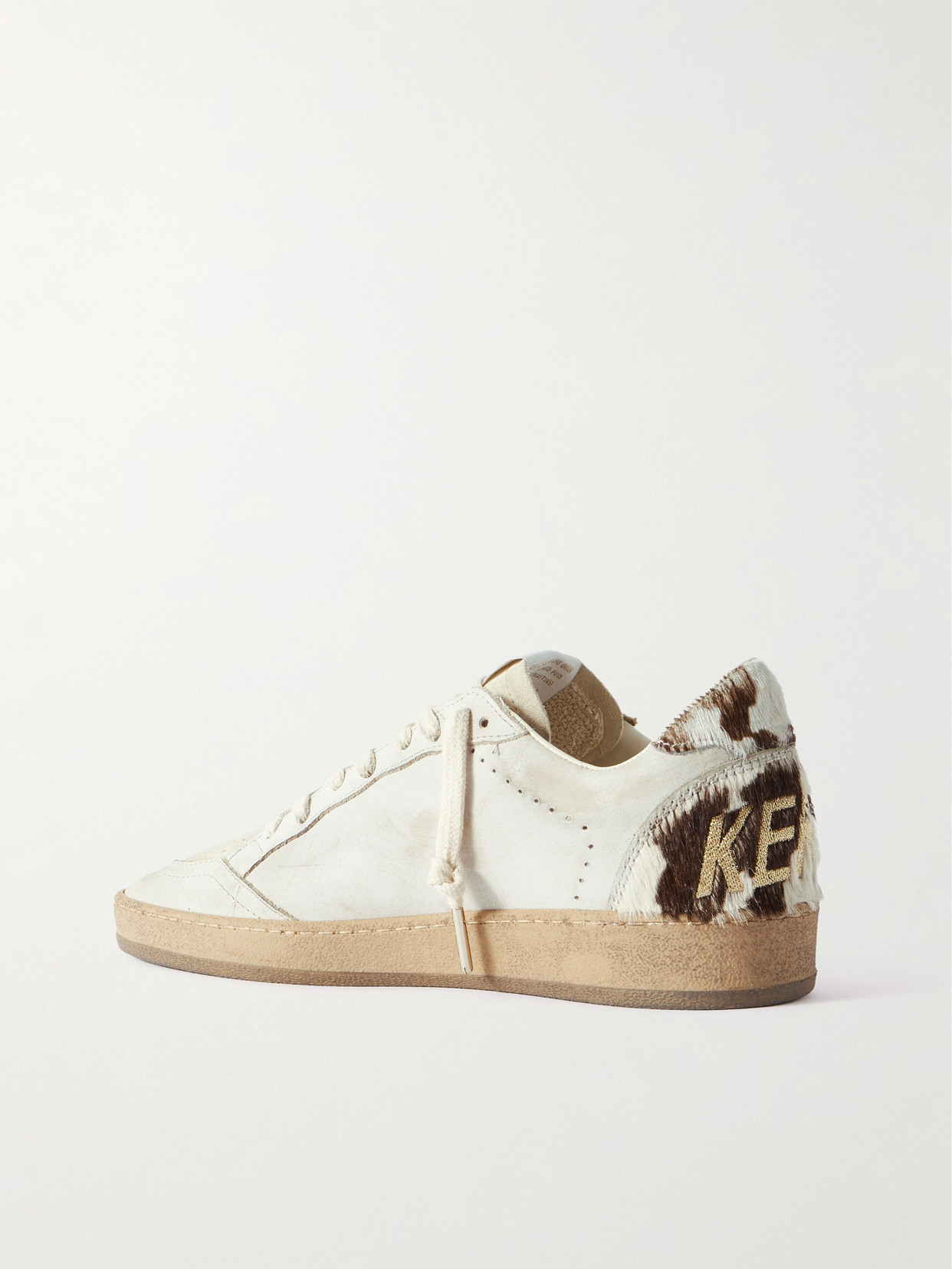 Golden Goose Ballstar Leather Upper And Toe Suede Star Horsy Cow Printed Heel And Spur Sneakers Multicolor In Neutral