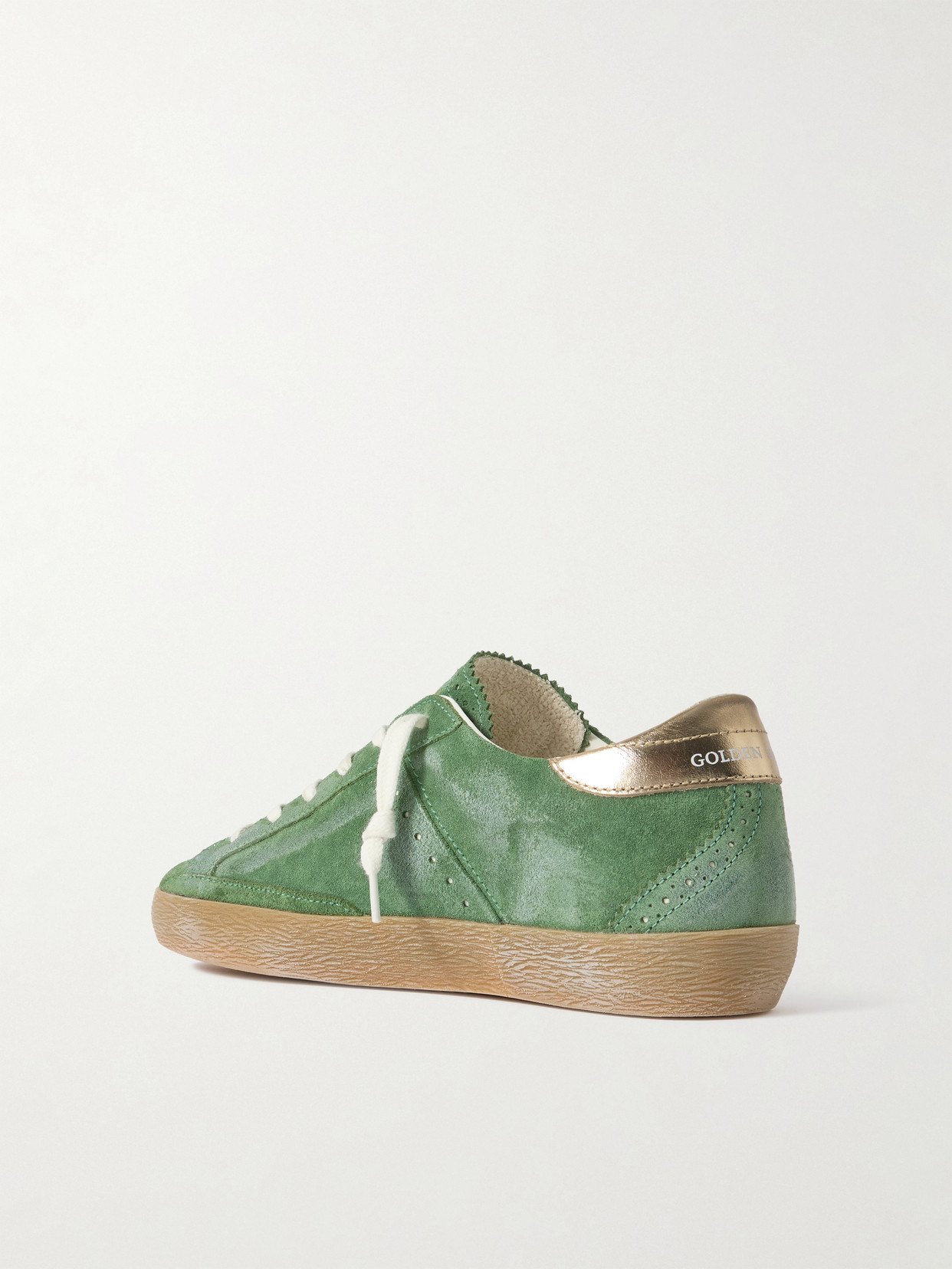 Golden Goose Super-star Distressed Suede And Metallic Leather Sneakers