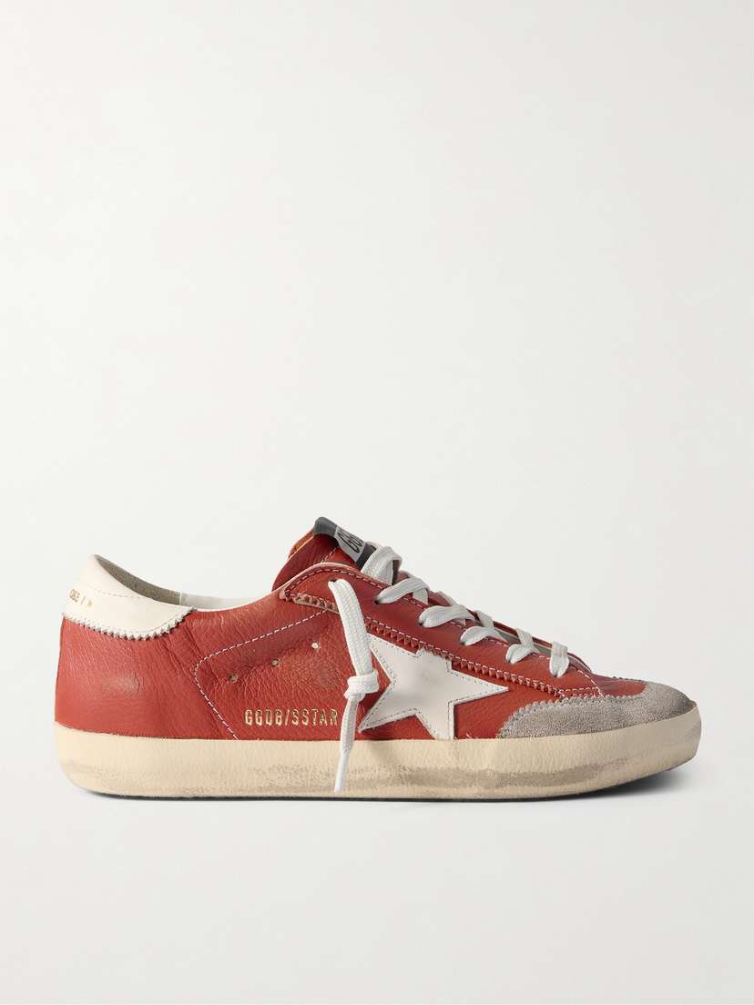 Golden Goose Super-star Distressed Suede-trimmed Leather Sneakers