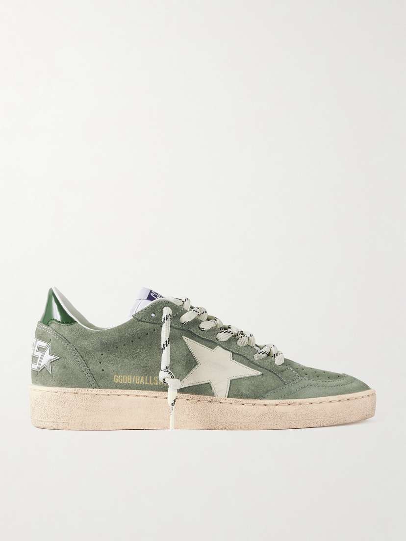 Golden Goose Ball Star Distressed Leather-trimmed Suede Sneakers