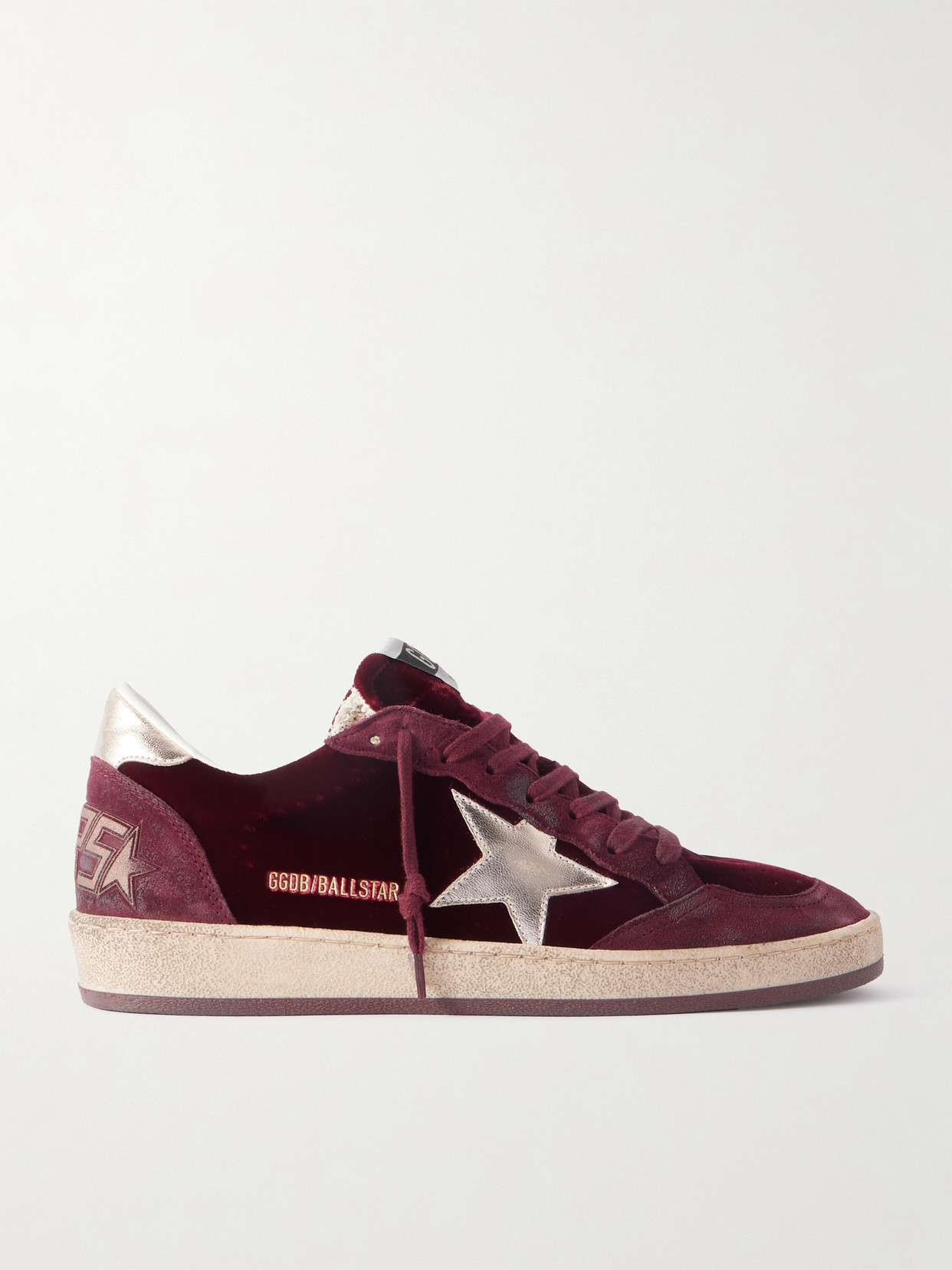 Golden Goose Ballstar Suede And Leather-trimmed Velvet Sneakers In Red