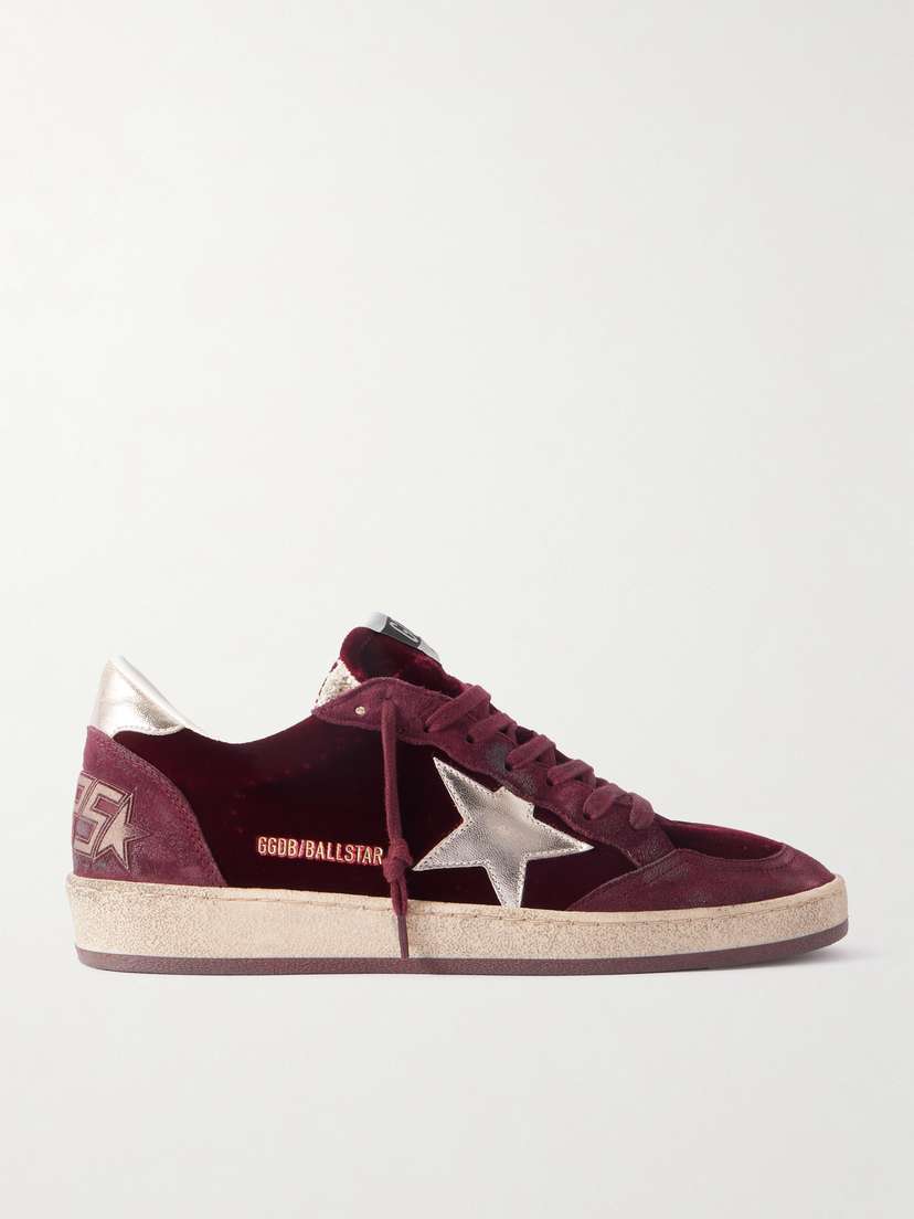 Golden Goose Ballstar Suede And Leather-trimmed Velvet Sneakers