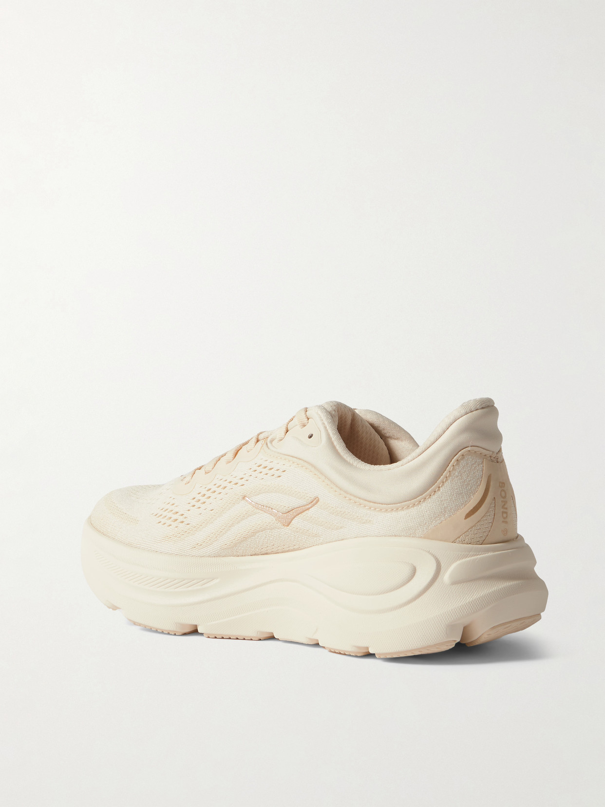Hoka Bondi 9 Rubber-trimmed Jacquard-mesh Sneakers In Neutral