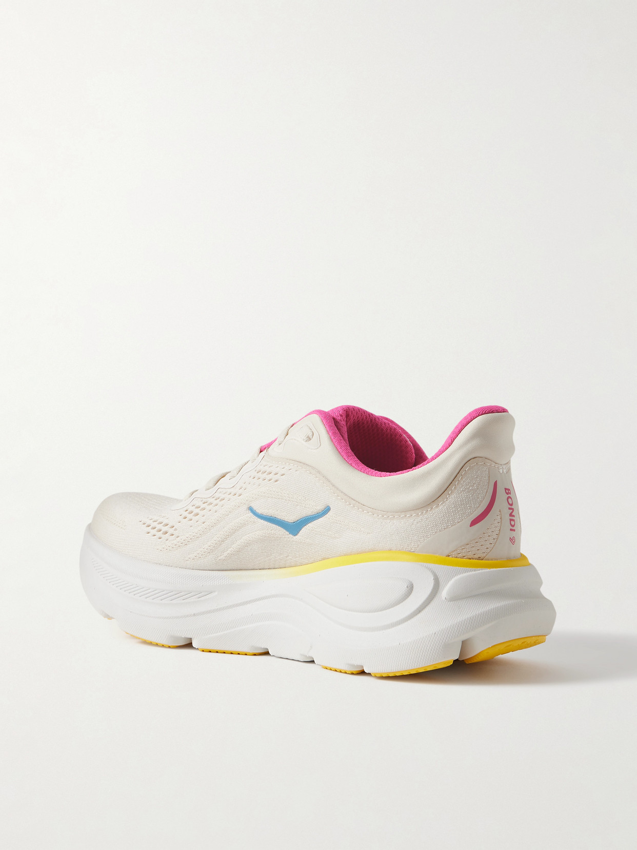 Hoka Bondi 9 Rubber-trimmed Mesh Sneakers In White