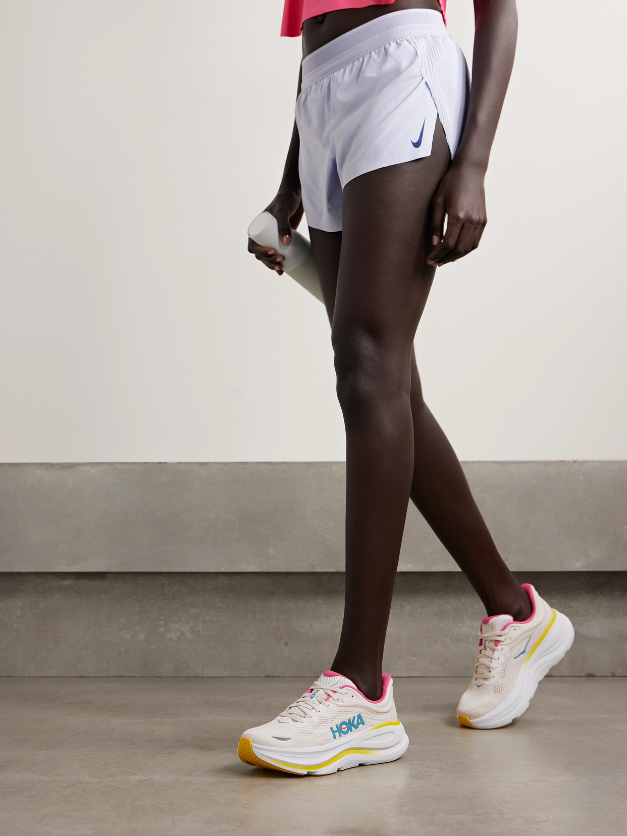 Hoka Bondi 9 Rubber-trimmed Mesh Sneakers In White