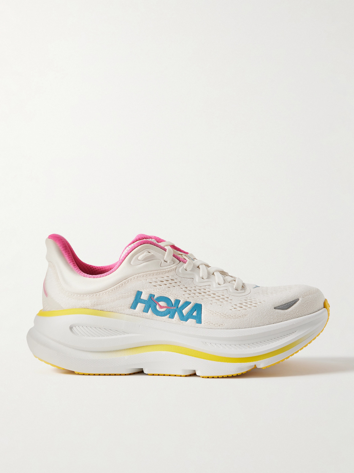 Hoka Bondi 9 Rubber-trimmed Mesh Sneakers In White