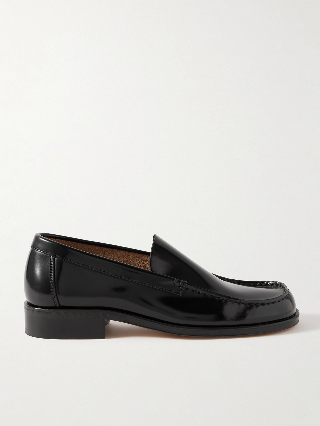 Lemaire Glossed-leather Loafers In Black