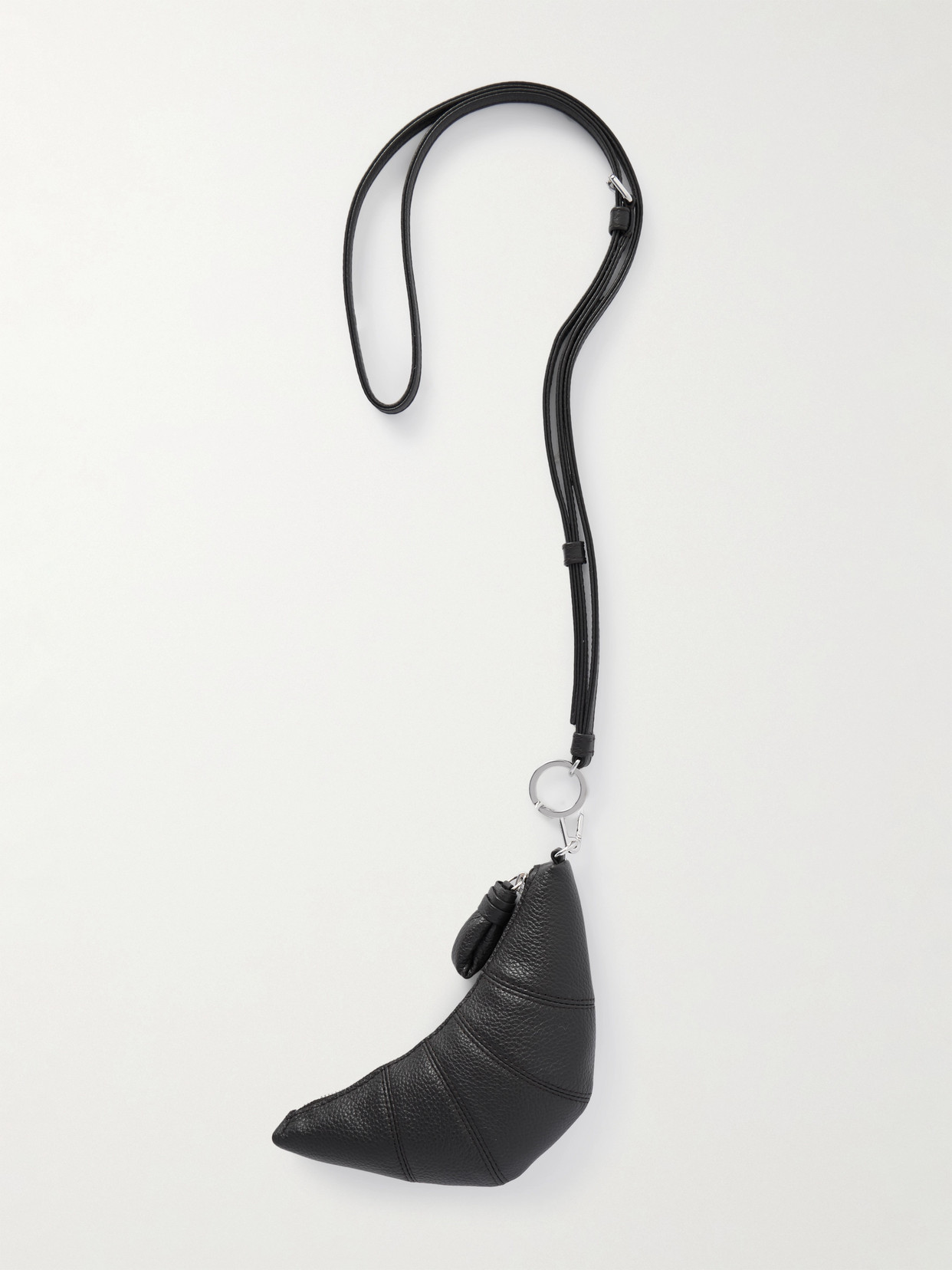 Lemaire Croissant Textured-leather Coin Purse In Black