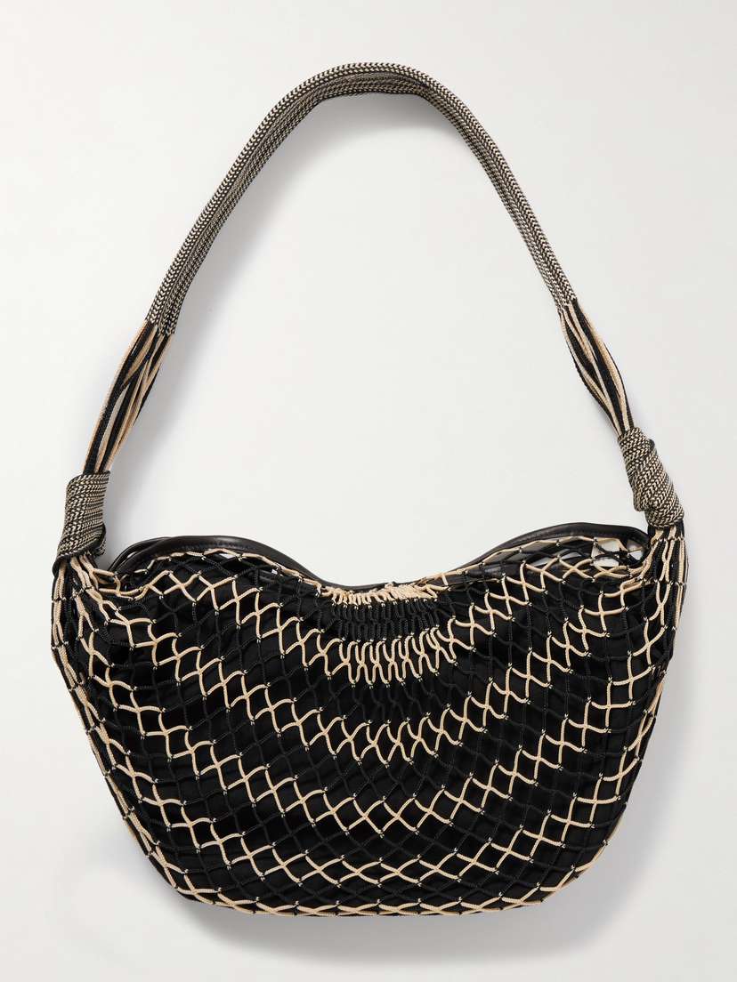 Lemaire Croissant Leather-trimmed Fishnet Shoulder Bag
