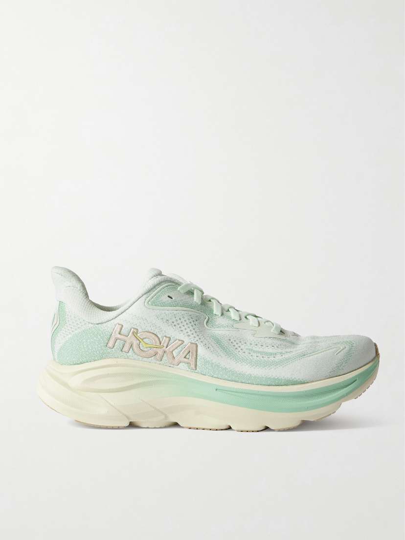 Hoka Clifton 10 Rubber-trimmed Jacquard-mesh Sneakers