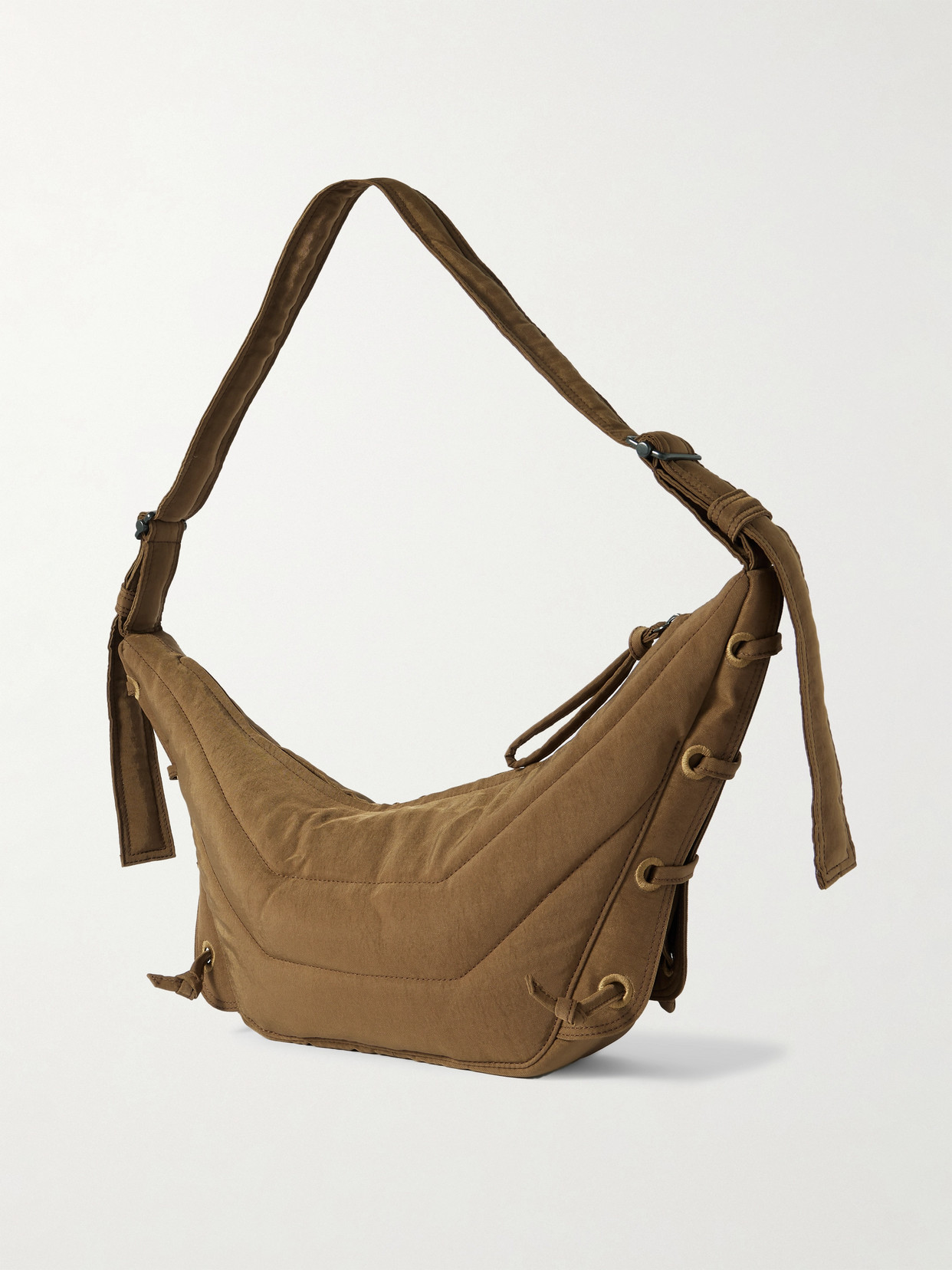 Lemaire Soft Game Small Quilted Canvas Shoulder Bag In Brown