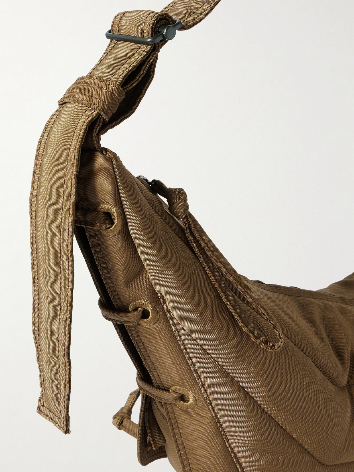 Lemaire Soft Game Small Quilted Canvas Shoulder Bag In Brown