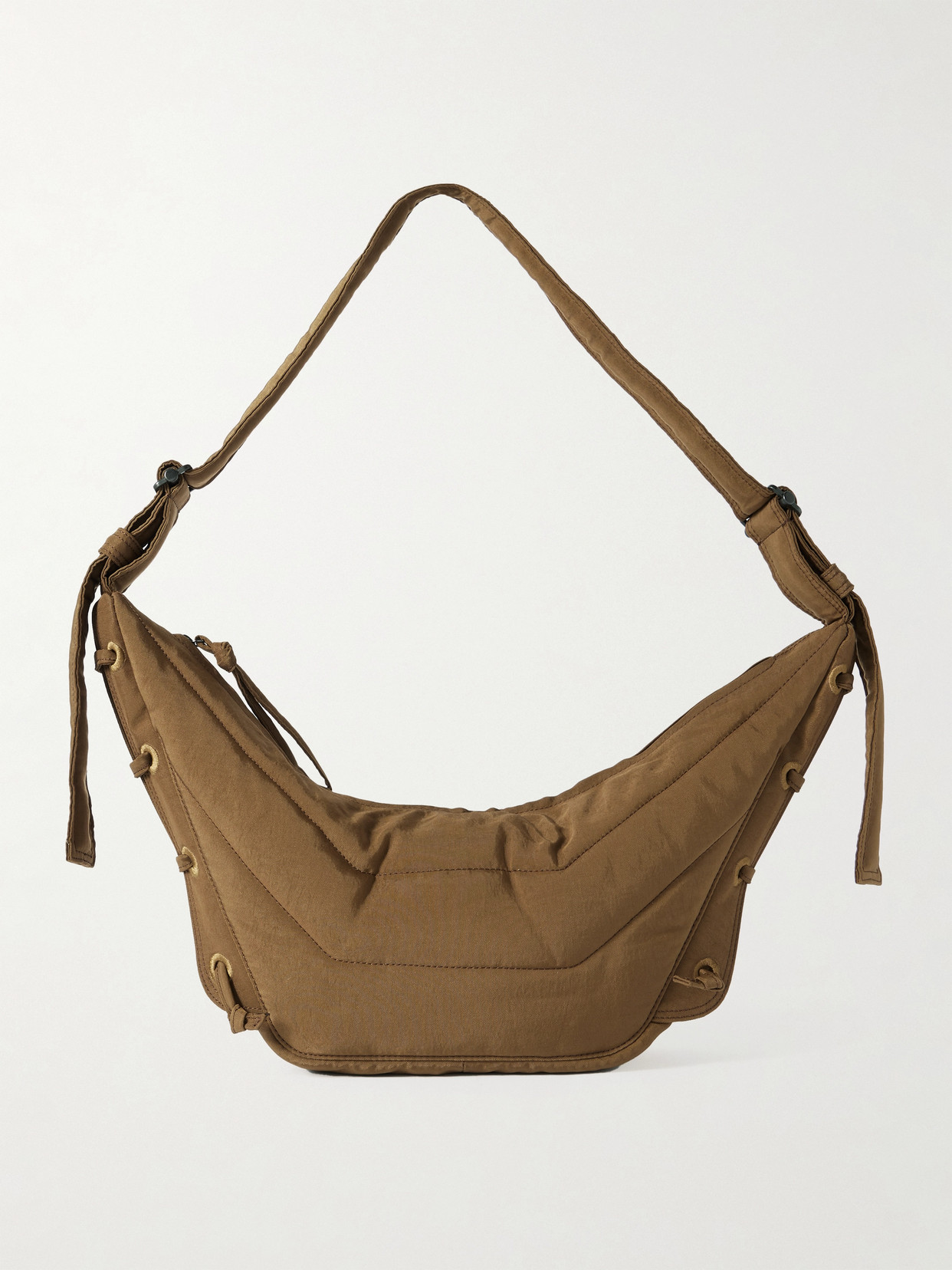 Lemaire Soft Game Small Quilted Canvas Shoulder Bag In Brown