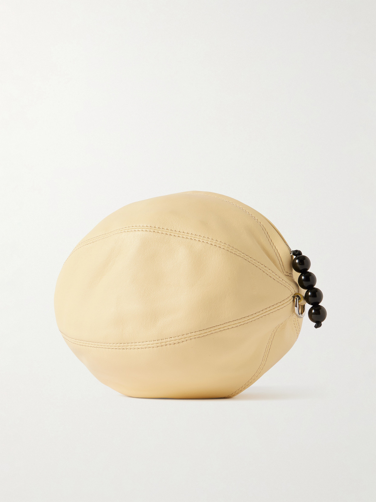 Lemaire Balloon Obsidian-embellished Leather Pouch In White