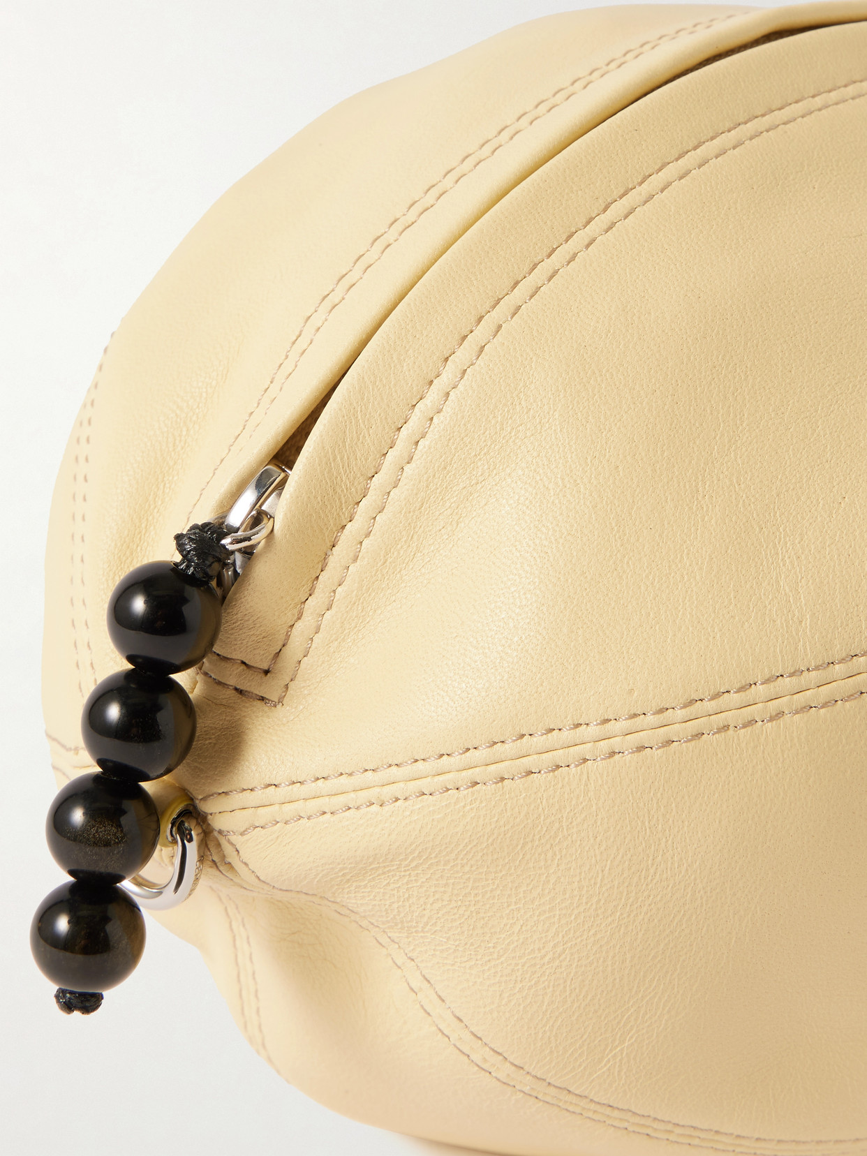 Lemaire Balloon Obsidian-embellished Leather Pouch In White