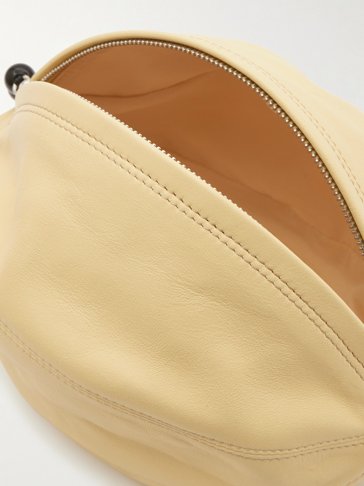 Lemaire Balloon Obsidian-embellished Leather Pouch In White