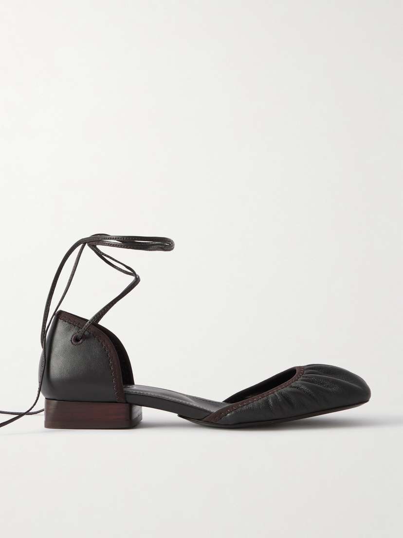 Lemaire Ruched Leather Ballet Flats