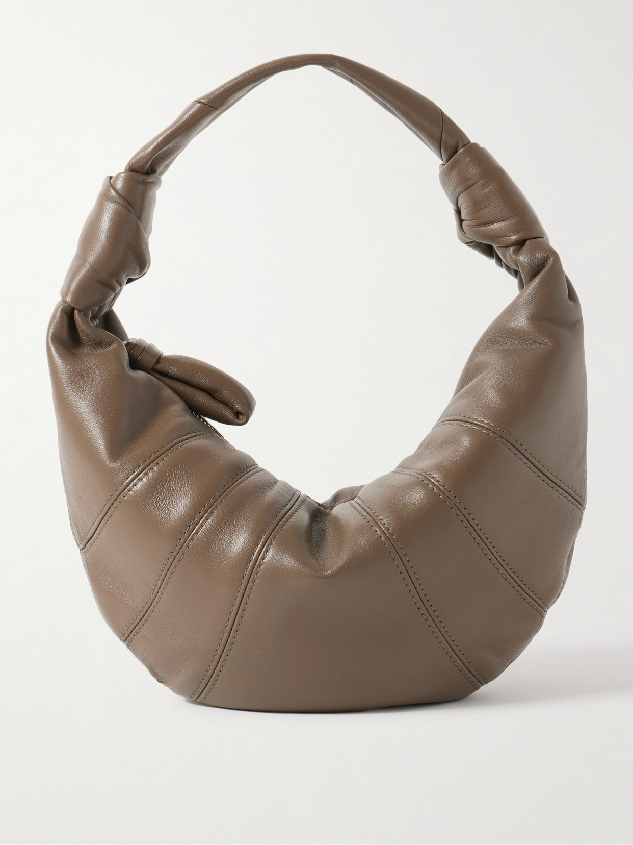 Lemaire Mini Fortune Croissant Paneled Leather Shoulder Bag In Green