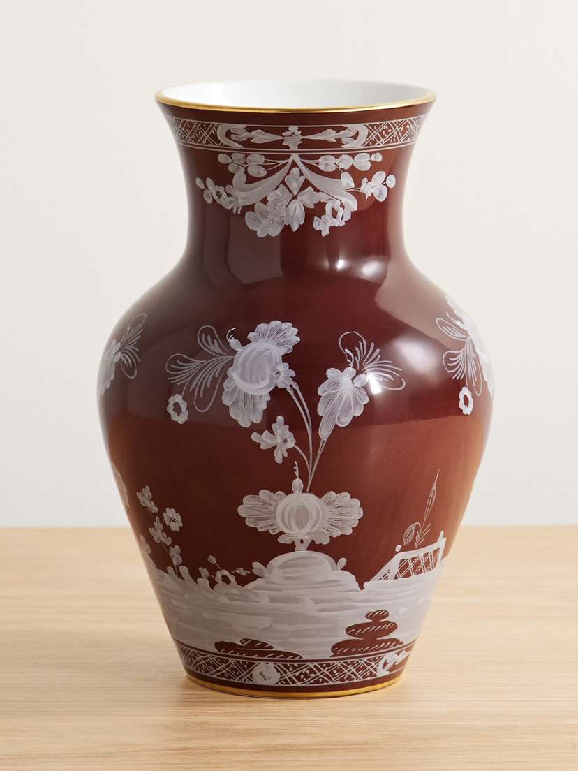 GINORI 1735 Ming Gold-plated Porcelain Vase