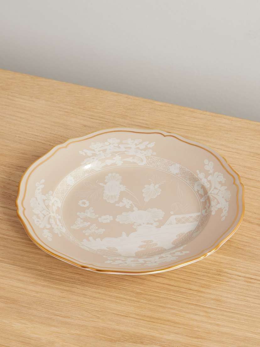 GINORI 1735 Gold-plated Porcelain Dessert Plate
