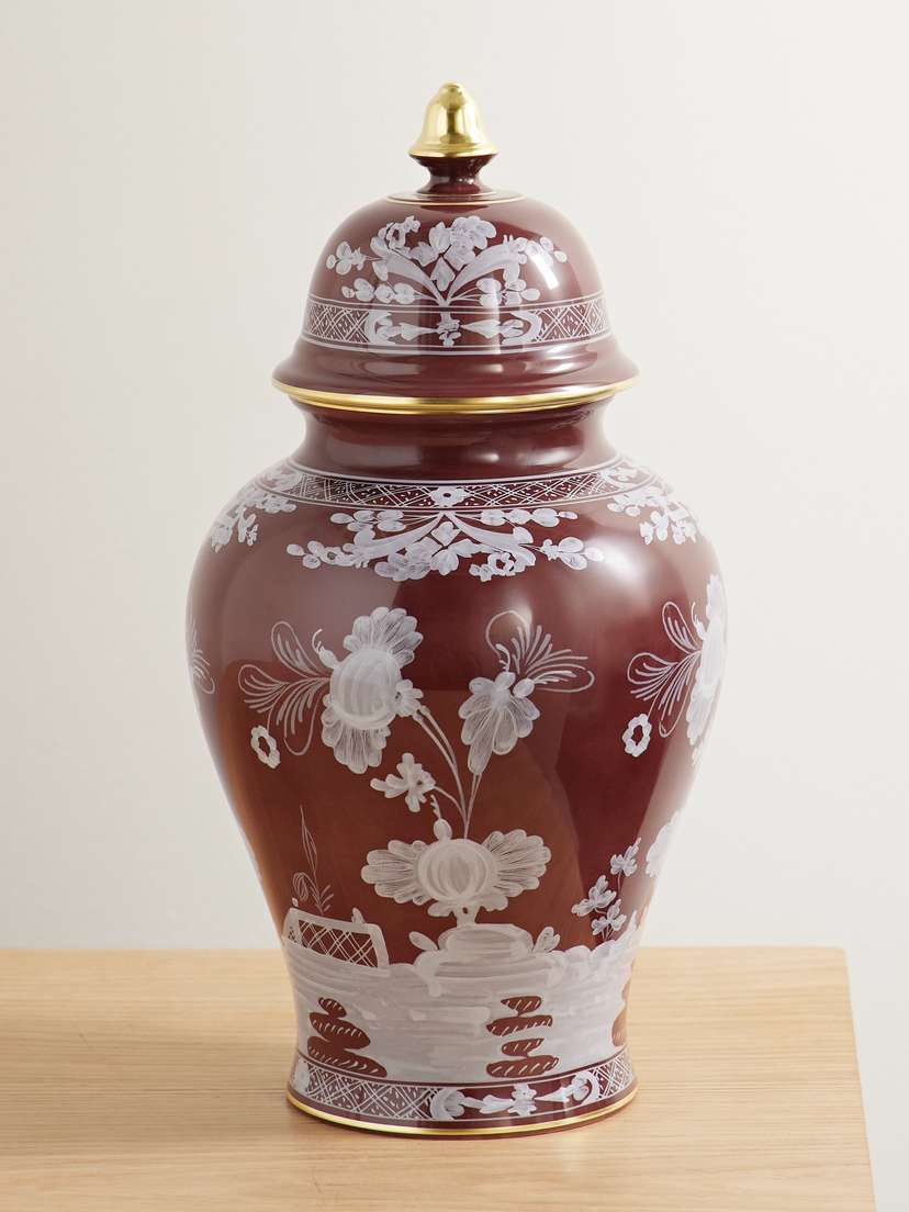 GINORI 1735 Potiche Gold-plated Porcelain Vase