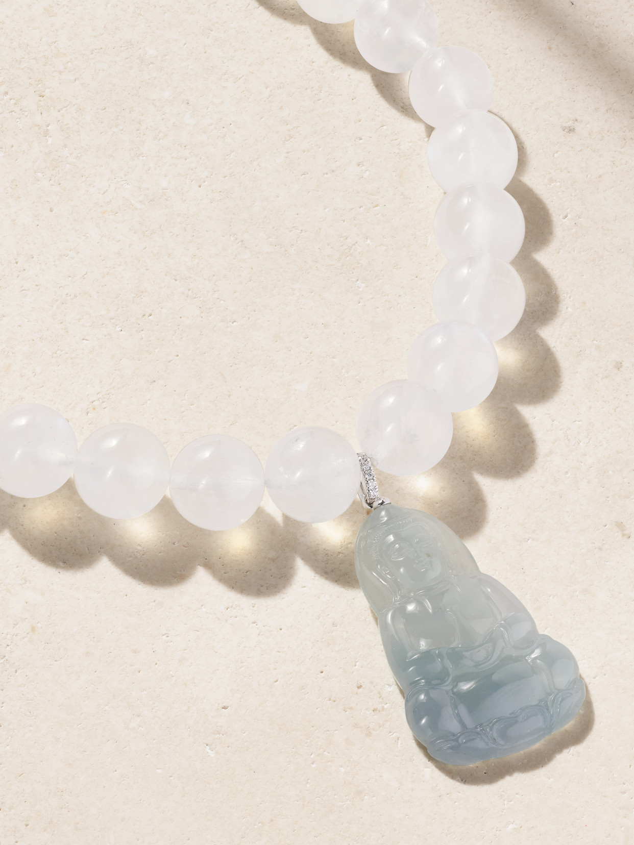 Jia Jia Moon Goddess Buddha 18-karat White Gold Multi-stone Necklace In White
