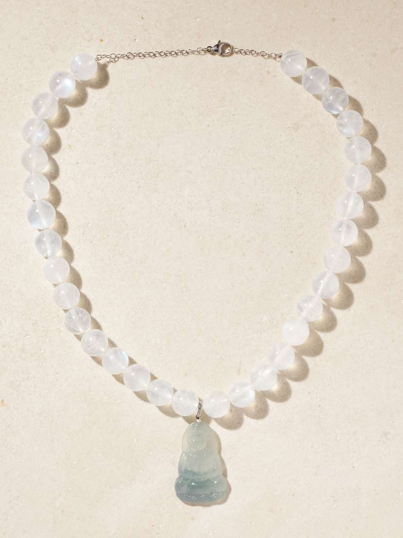 JIA JIA Moon Goddess Buddha 18-karat White Gold Multi-stone Necklace