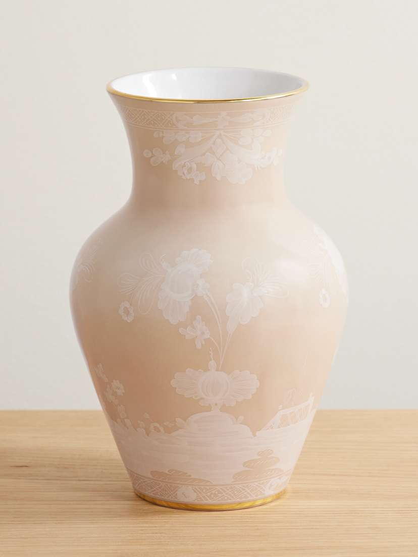 GINORI 1735 Ming Gold-plated Porcelain Vase