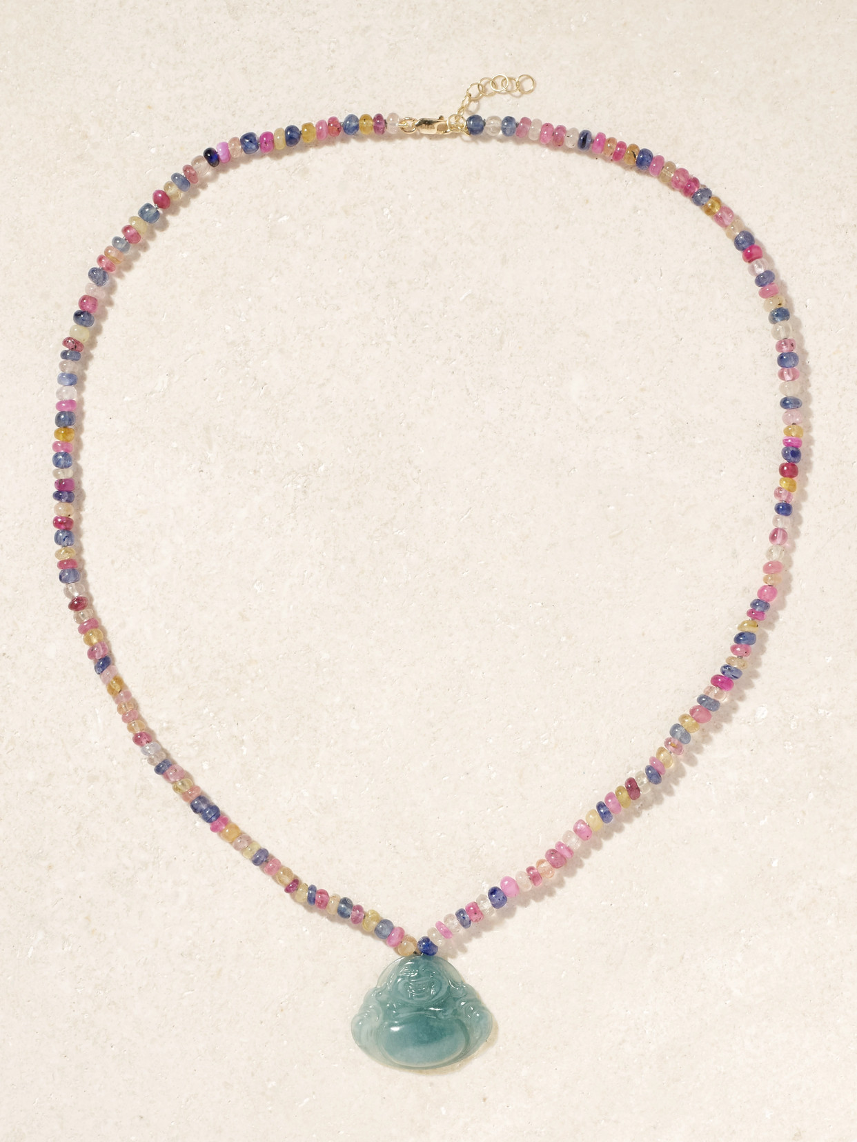 Jia Jia Happy Buddha 14-karat Gold, Sapphire And Jade Necklace