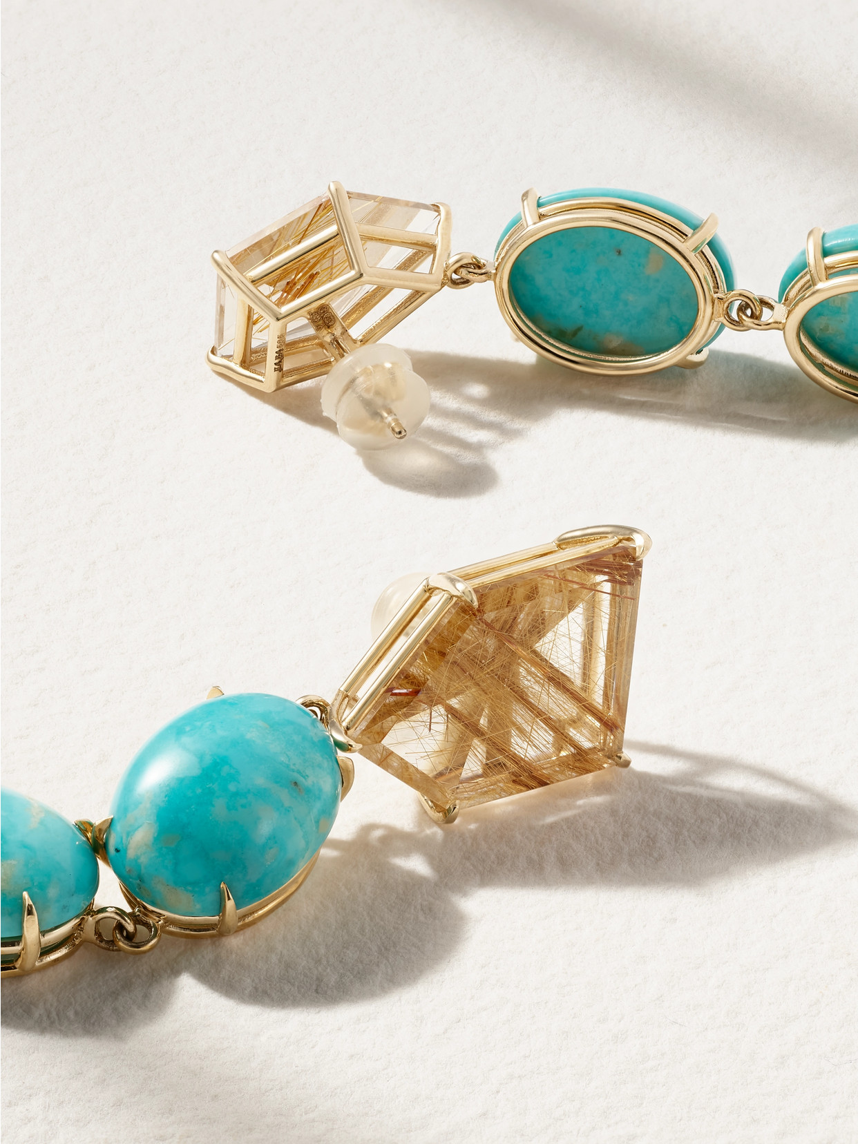 Jia Jia Mona Lisa Gold, Turquoise And Quartz Earrings