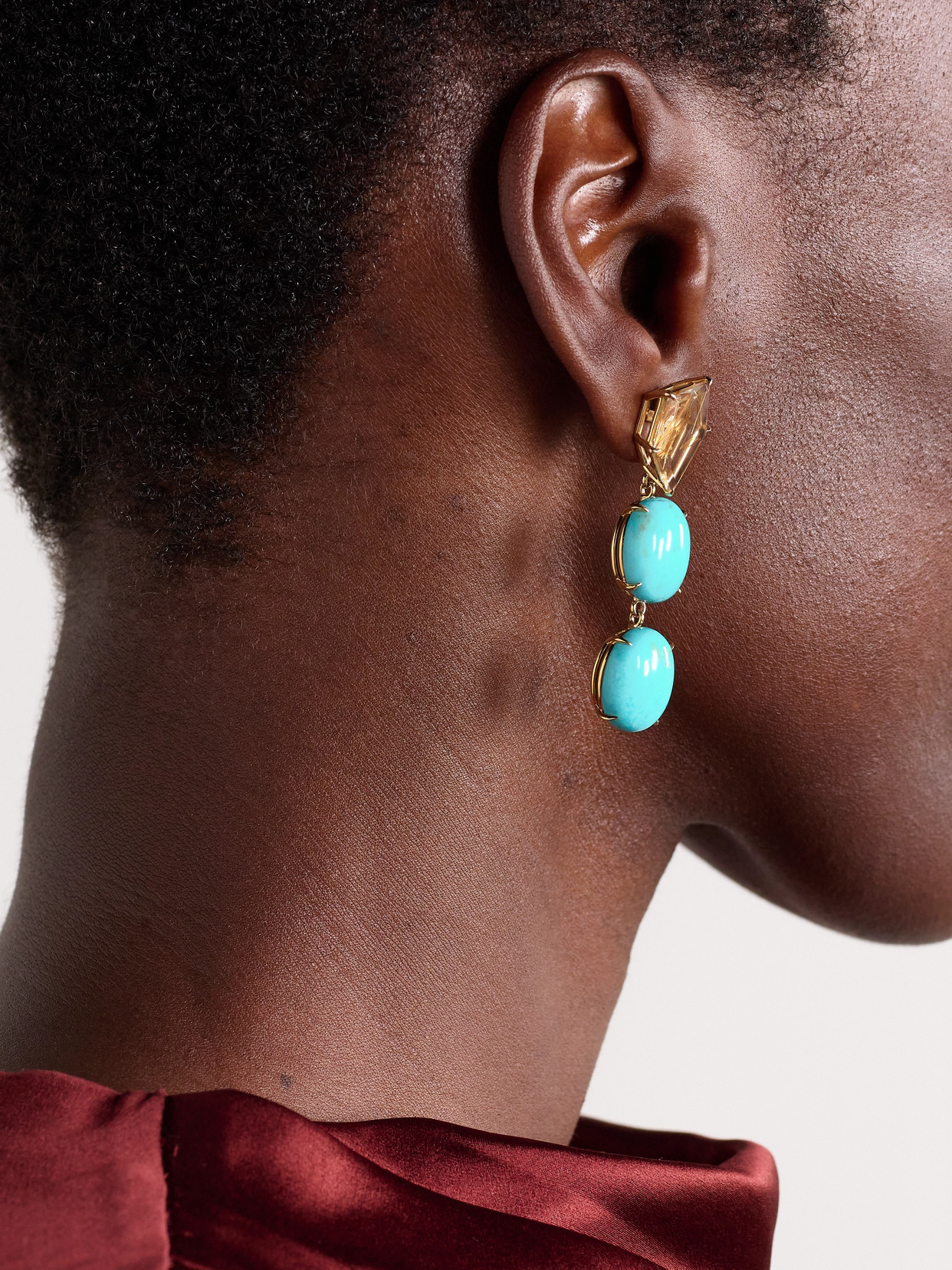 Jia Jia Mona Lisa Gold, Turquoise And Quartz Earrings