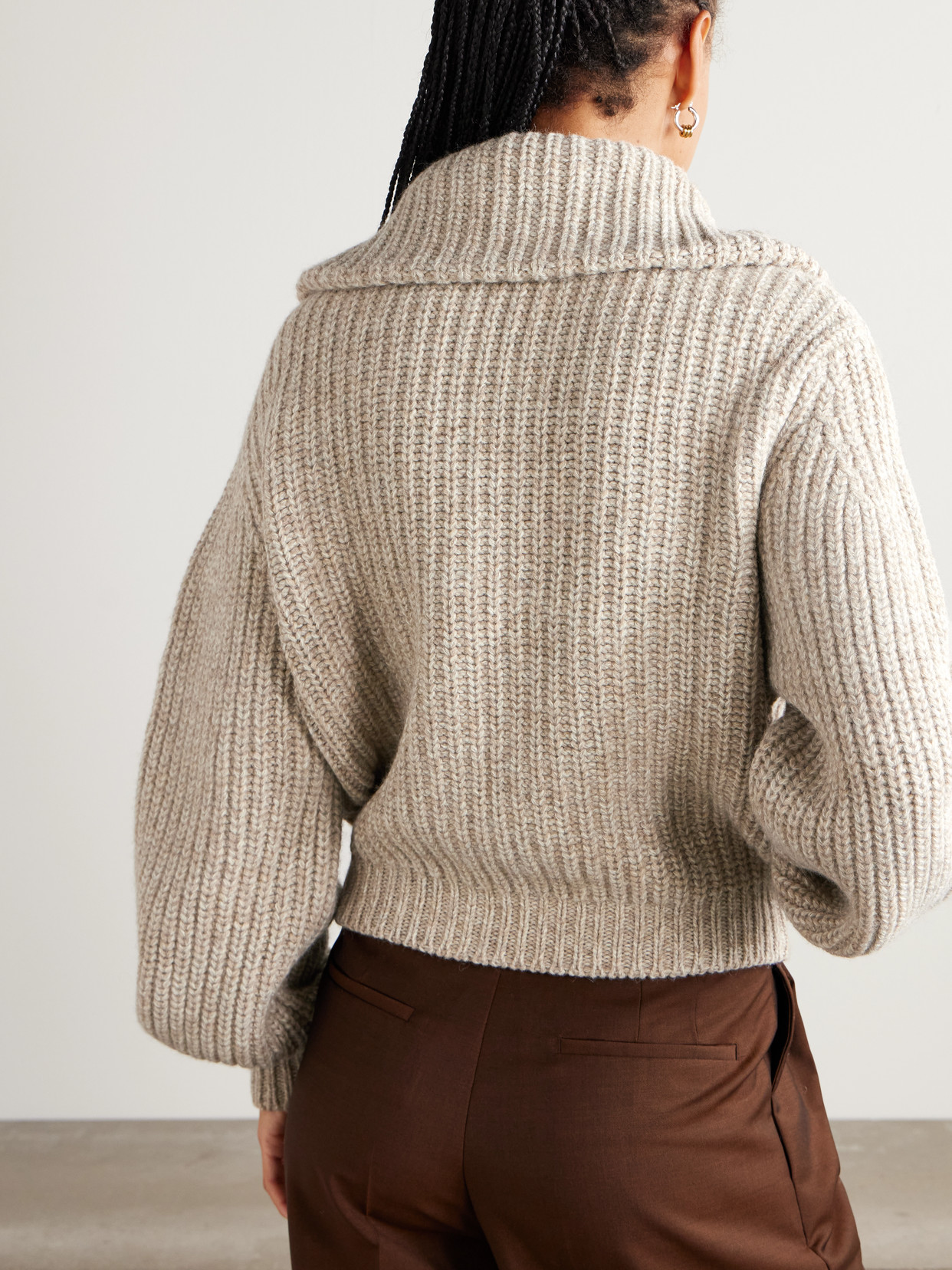 Lemaire Oversized Ribbed Alpaca And Yak Hair-blend Cardigan In Neutral