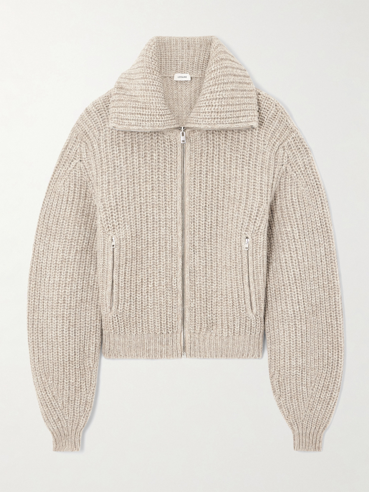 Lemaire Oversized Ribbed Alpaca And Yak Hair-blend Cardigan In Neutral
