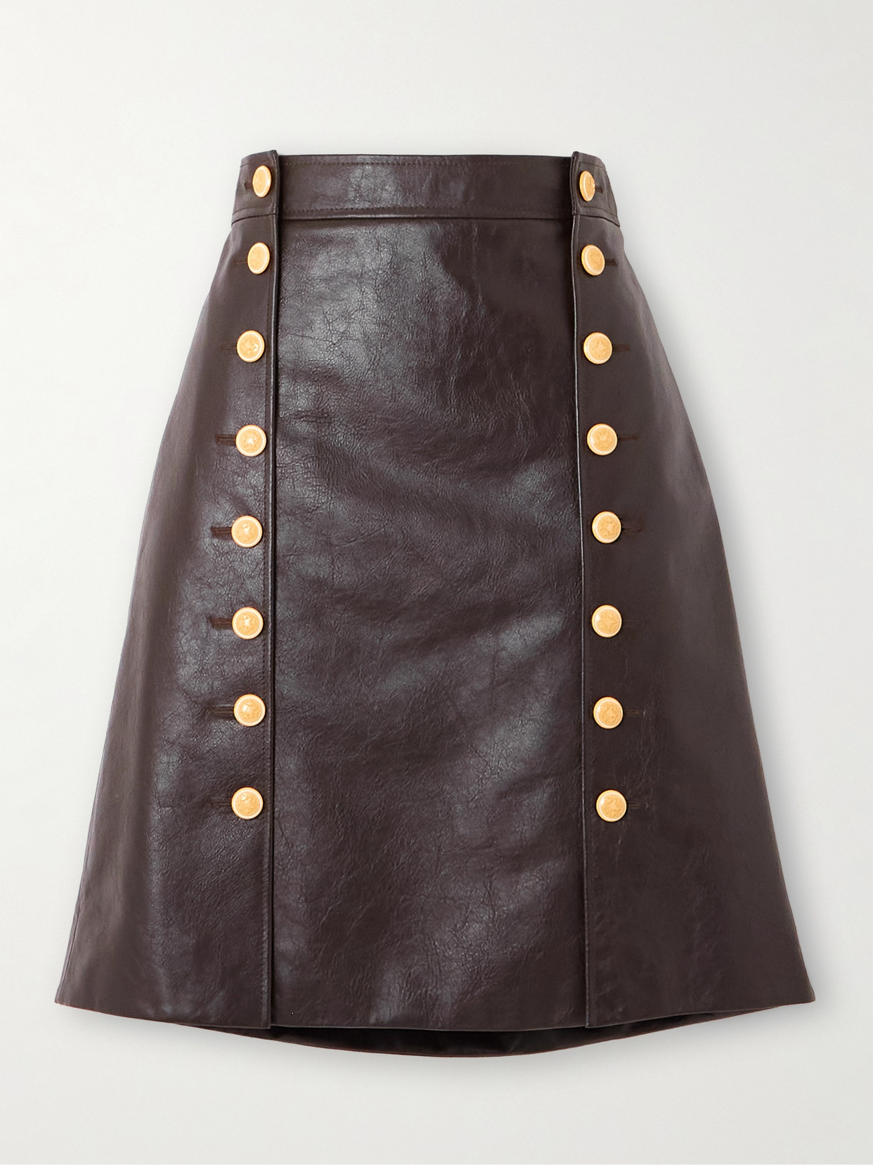Bally Embellished Leather Skirt In Brown