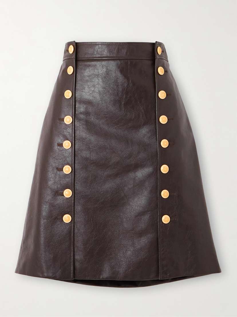 BALLY Embellished Leather Skirt