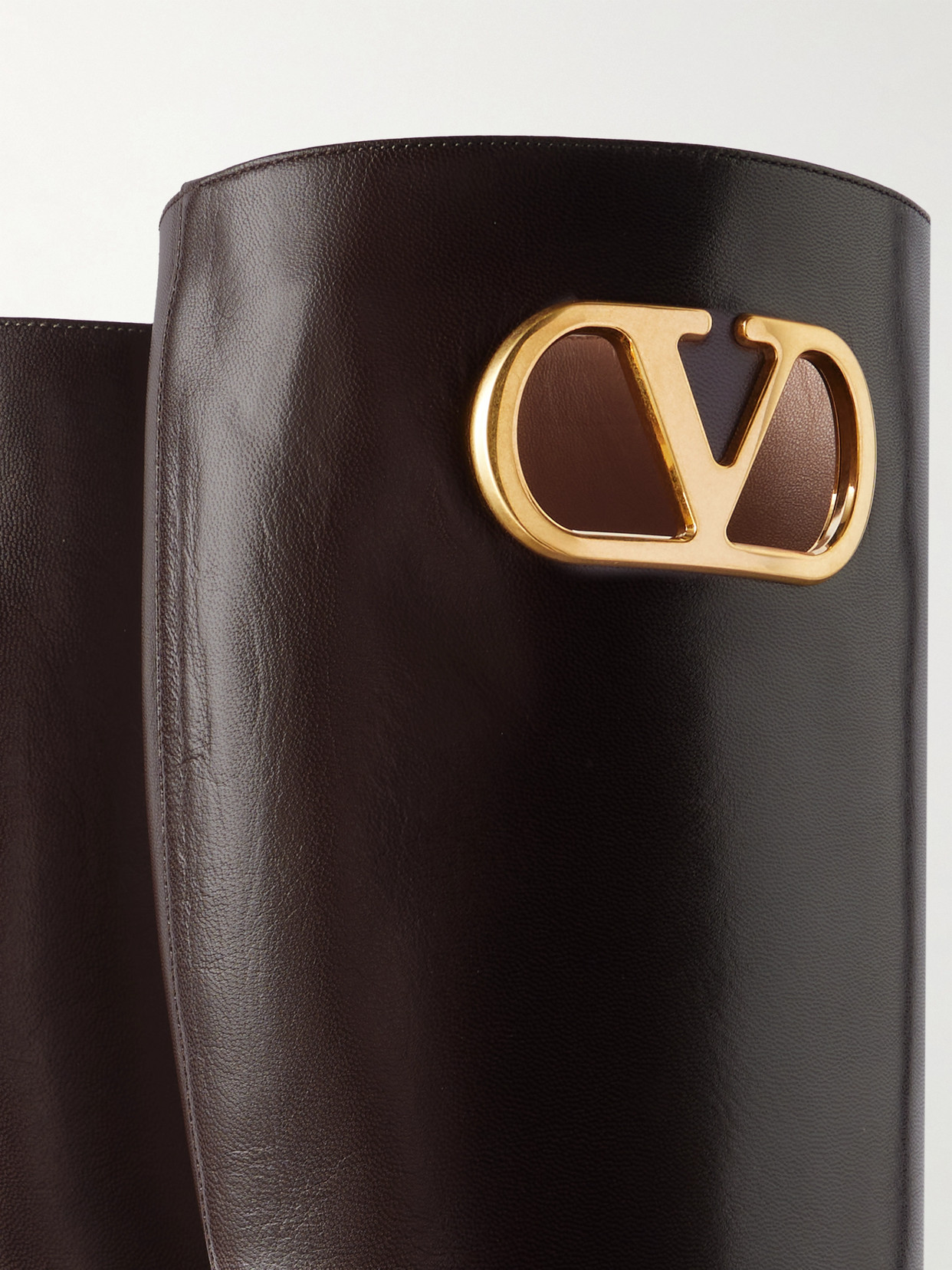 Garavani - Vlogo Embellished Leather Knee Boots