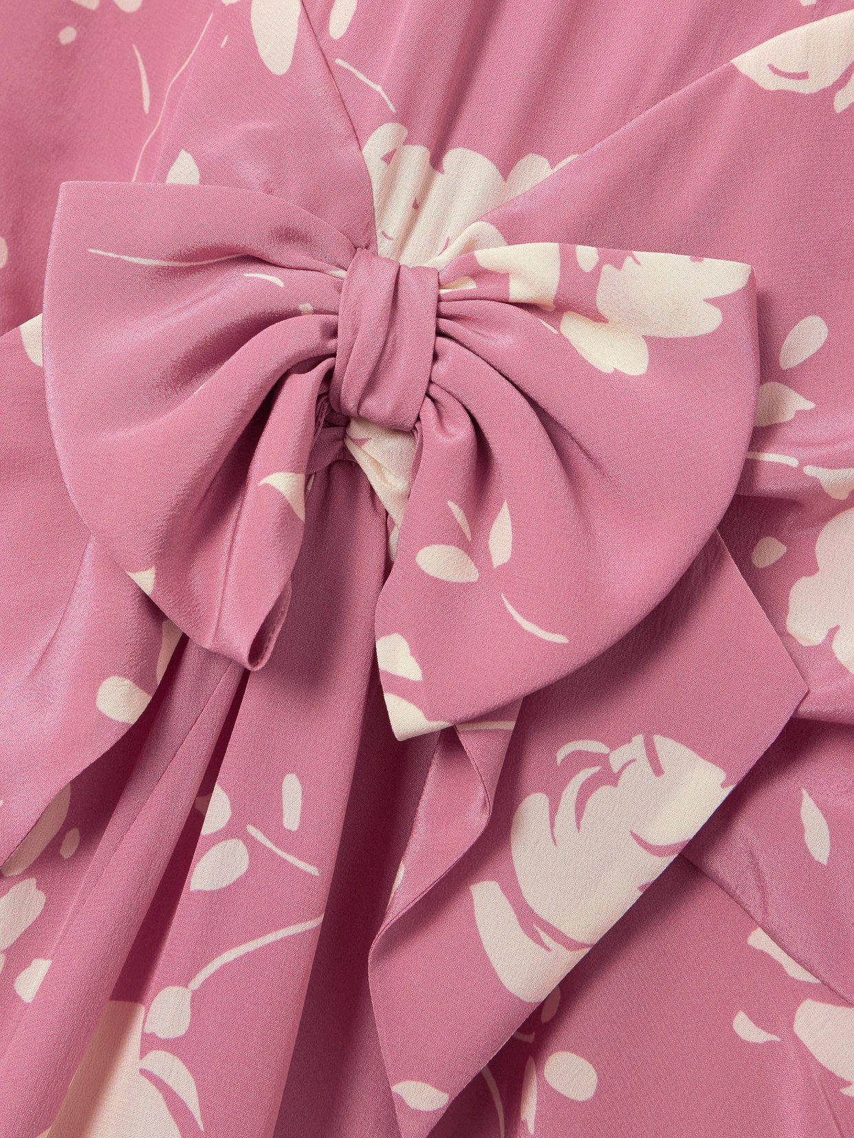 Alessandra Rich Bow-embellished Gathered Floral-print Silk-georgette Midi Dress In Pink