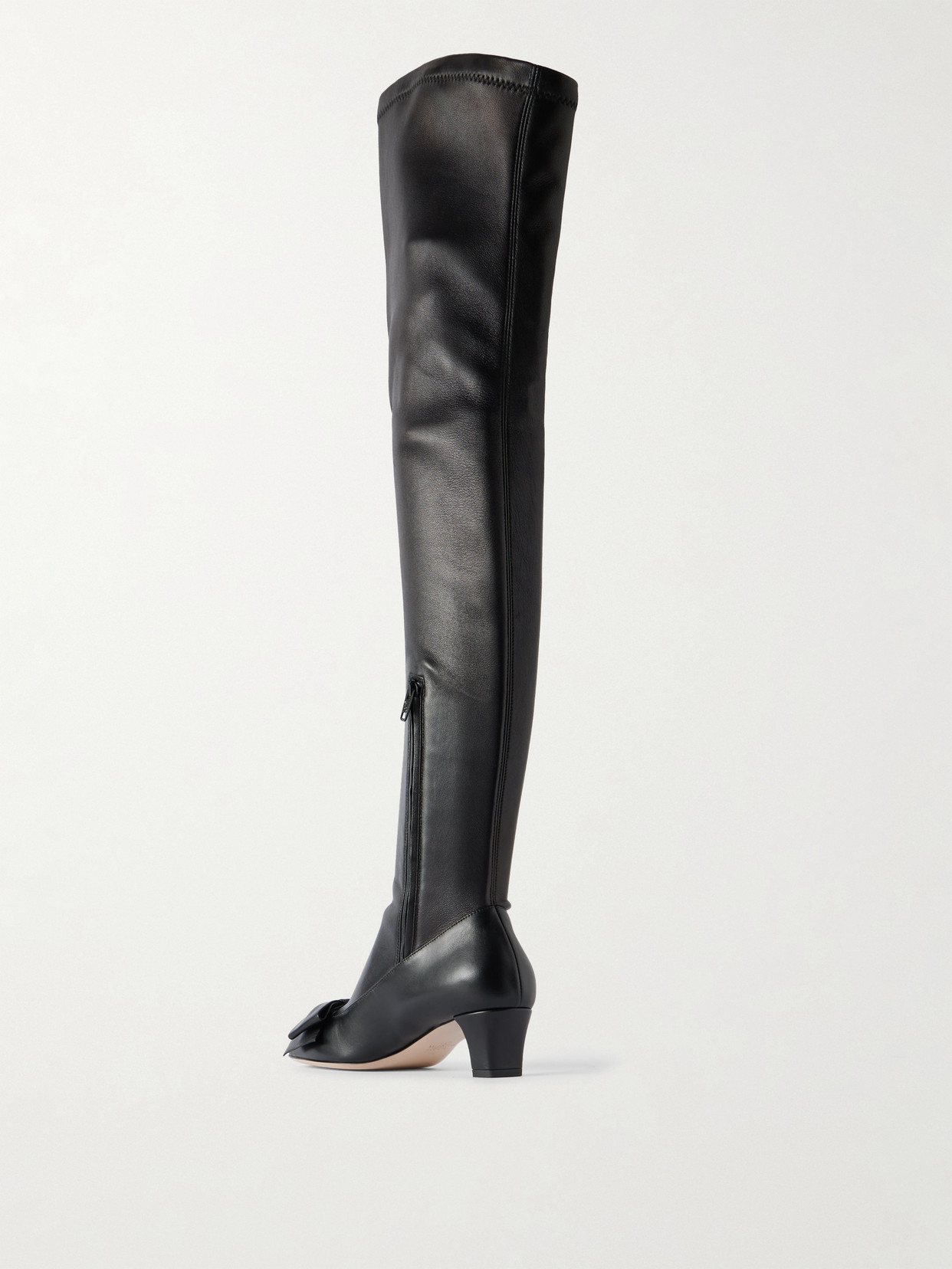Valentino Logo-embroidered Over-the-knee Boots In Black