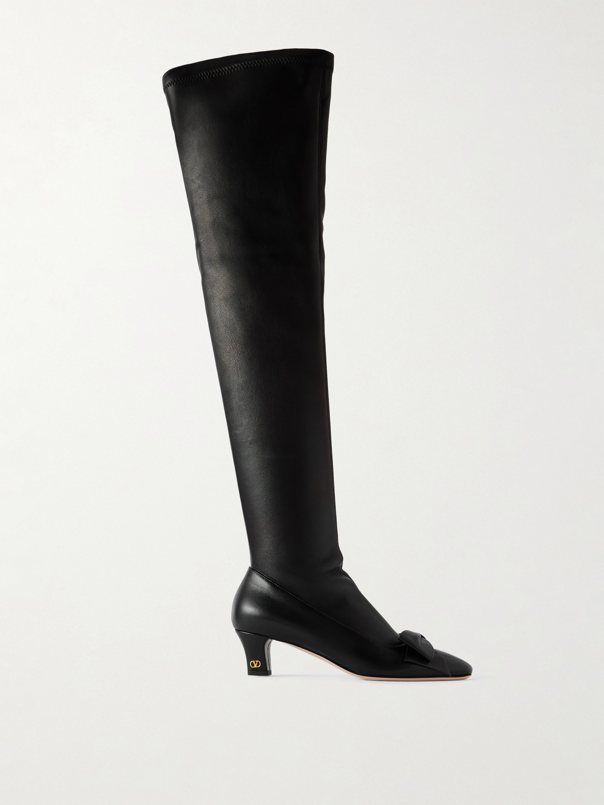 Valentino Logo-embroidered Over-the-knee Boots In Black