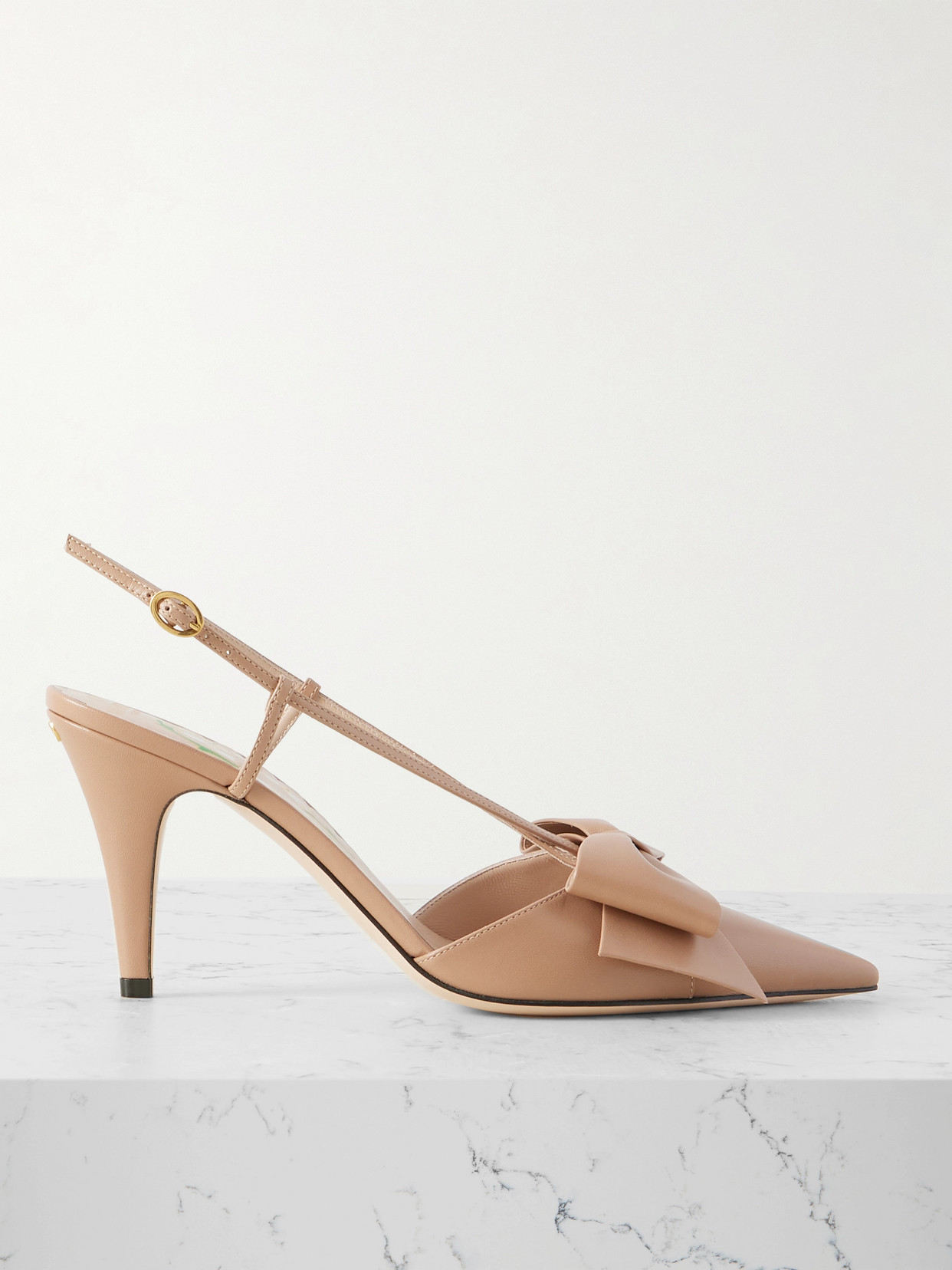 Valentino Bowow 85 Leather Slingback Pumps In Neutral