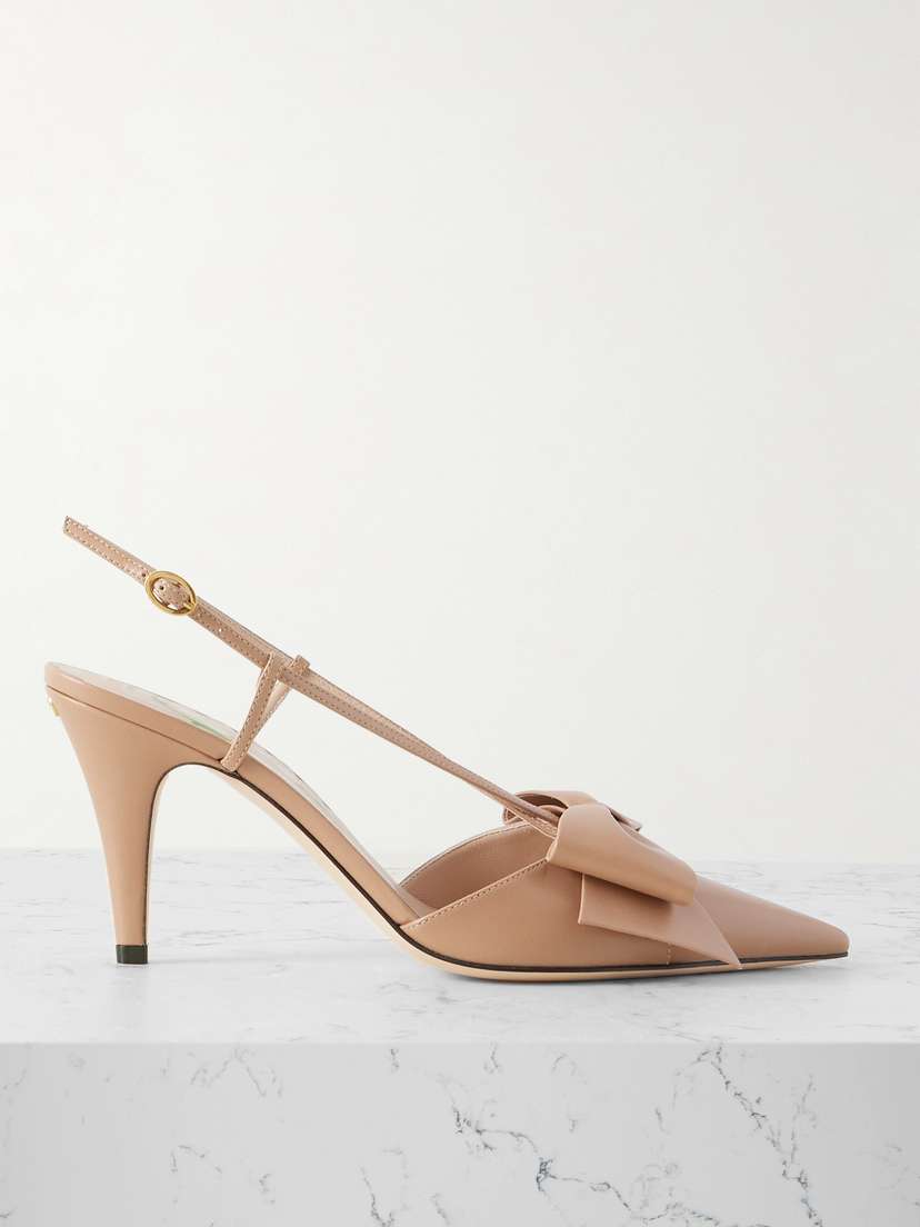 Valentino Garavani — 85 Bowow bow-detailed leather slingback pumps