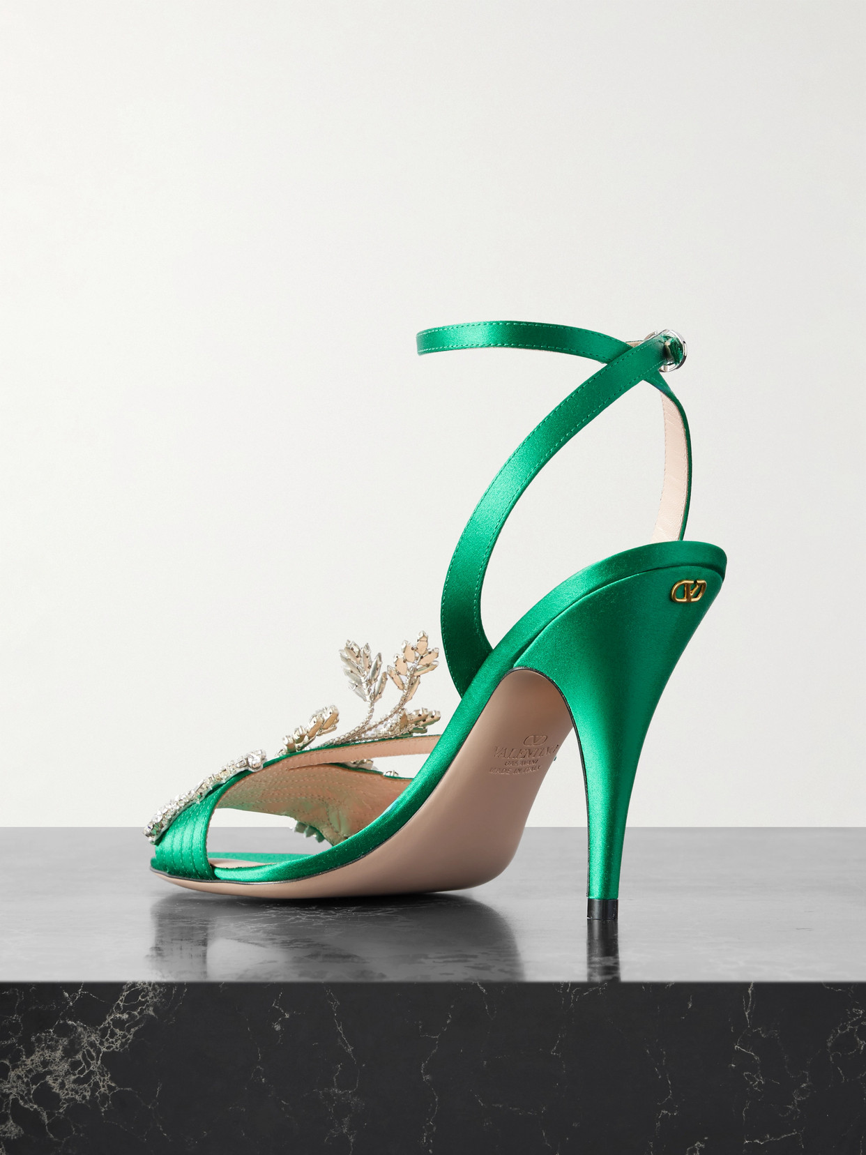 Valentino Garavani Ladycrush 100 Crystal-embellished Satin Sandals In Multi