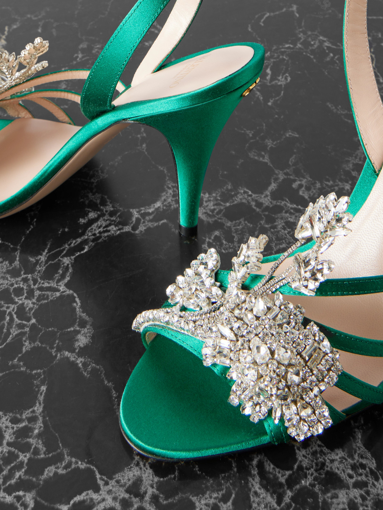 Valentino Garavani Ladycrush 100 Crystal-embellished Satin Sandals In Multi